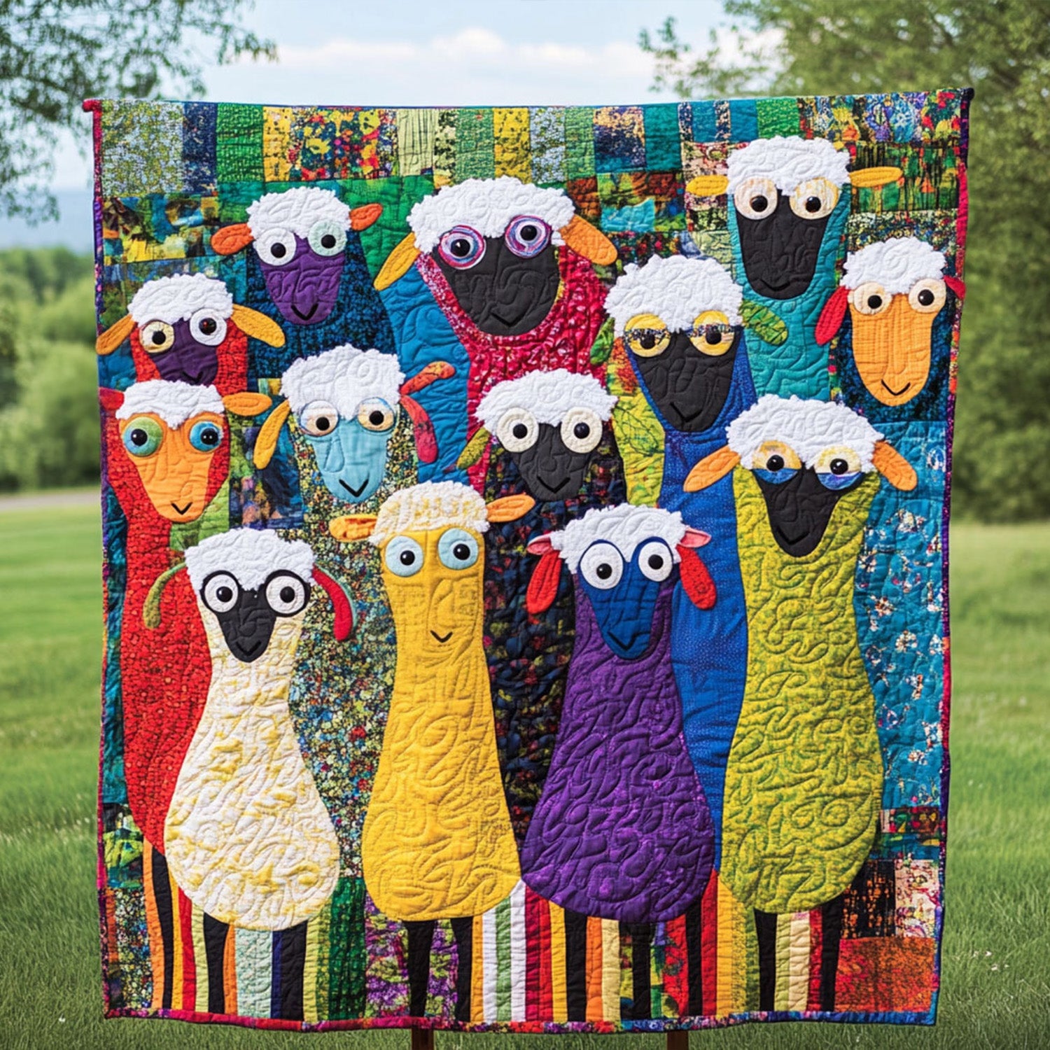 Homestead Hilarity Quilted Blanket Cute Colorful Blanket Sheep Inspired Gifts Homestead Hilarity Quilted Blanket Cute Colorful Blanket Sheep Inspired Gifts