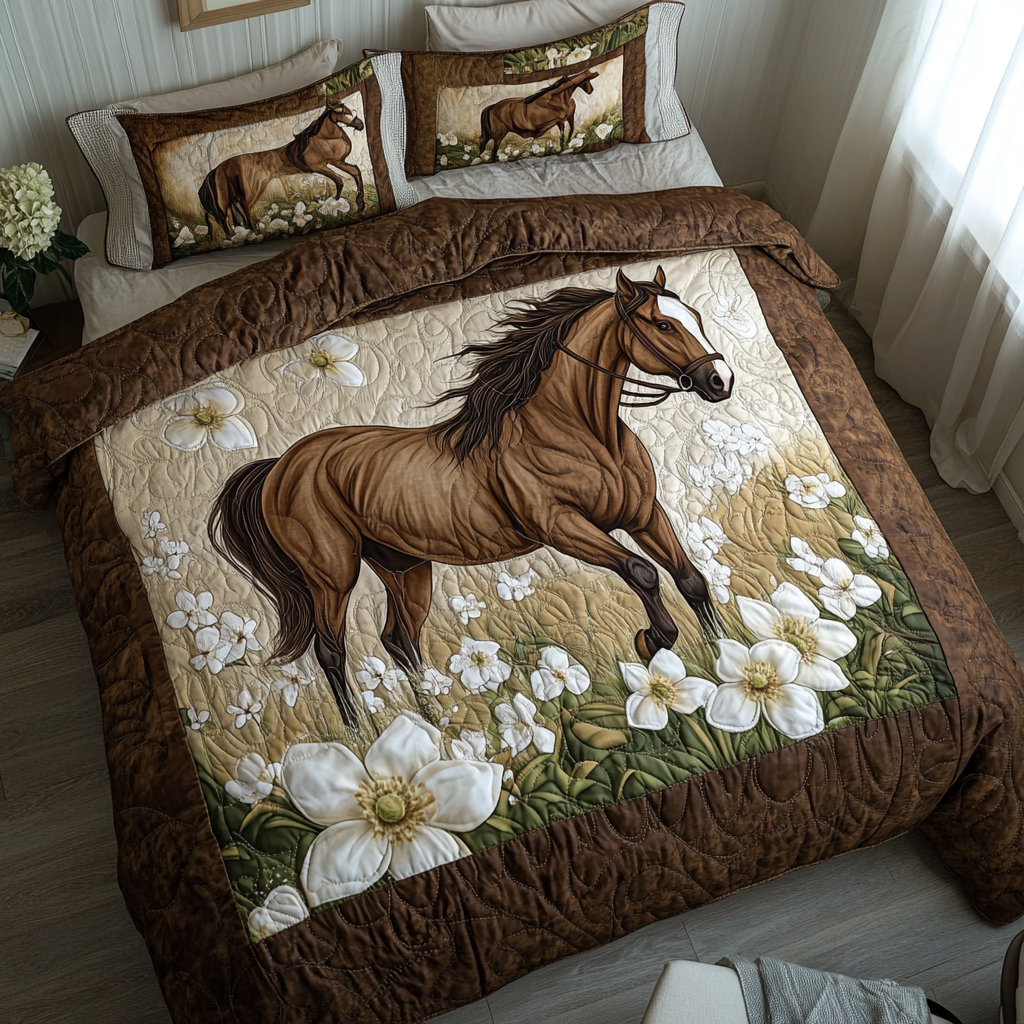 Hoofbeat Quilted Bedding Set Duvet Cover Bedspread Useful Gifts For Horse Owners Hoofbeat Quilted Bedding Set Duvet Cover Bedspread Useful Gifts For Horse Owners