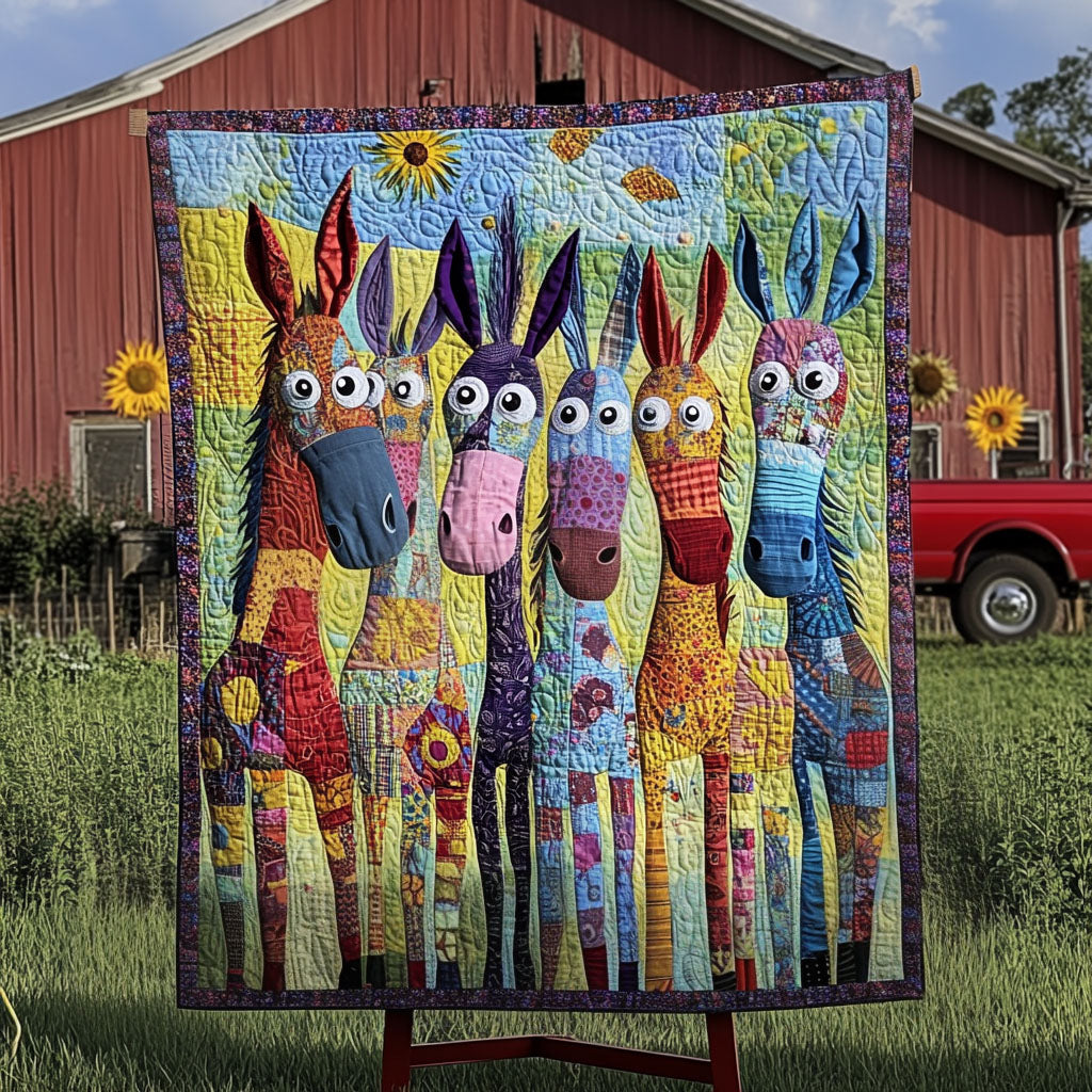 Hoofbeats of Happiness Quilted Blanket Sofa Throw Blanket Gifts For Donkey Owners Hoofbeats of Happiness Quilted Blanket Sofa Throw Blanket Gifts For Donkey Owners
