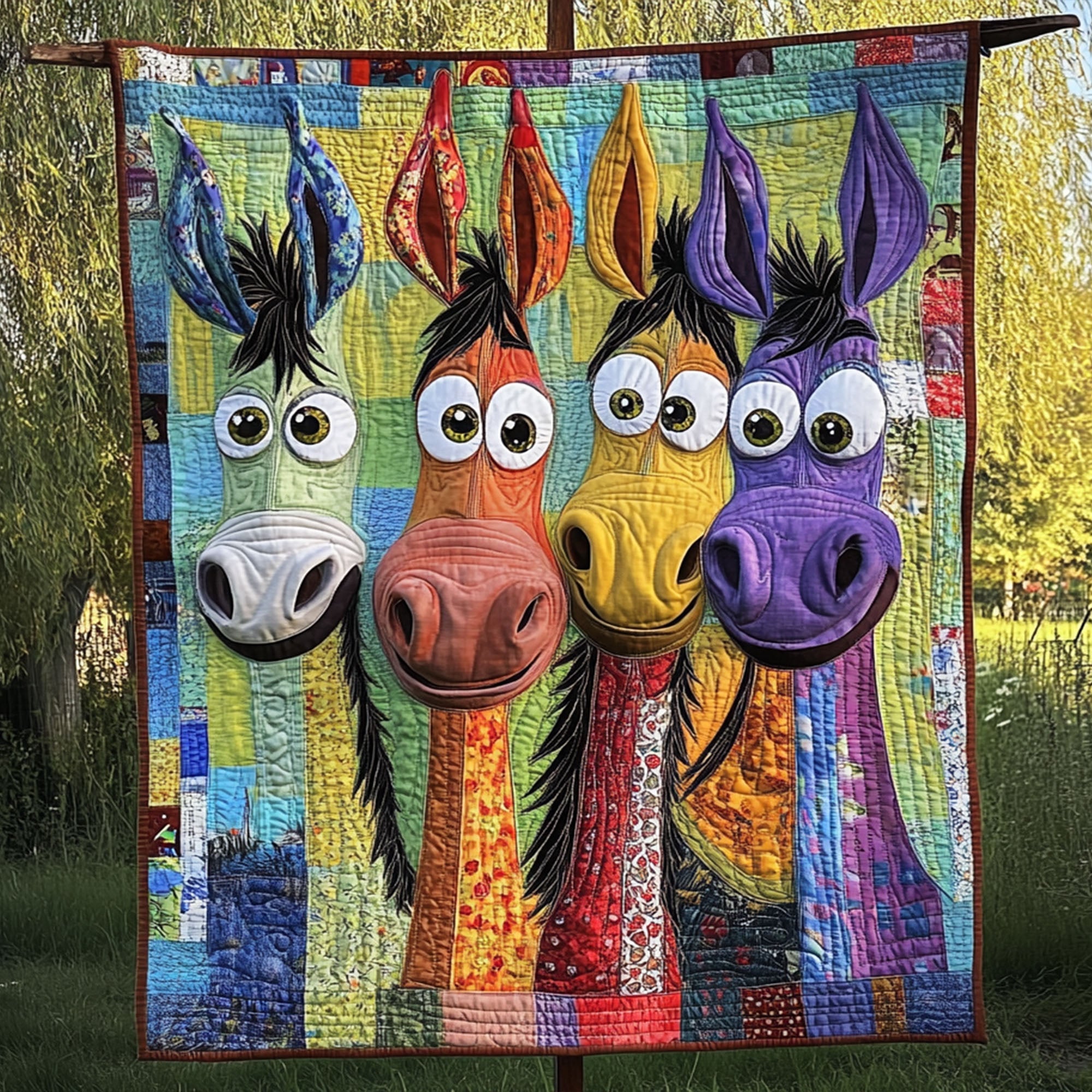Hoofprints in the Meadow Quilted Blanket Sofa Throw Blanket Gifts For A Donkey Lover Hoofprints in the Meadow Quilted Blanket Sofa Throw Blanket Gifts For A Donkey Lover