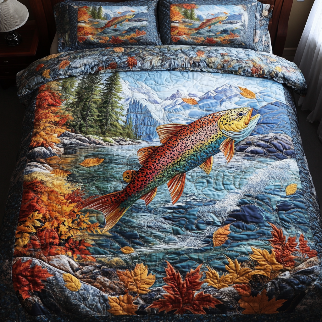 Hook Splash Quilted Bedding Set Duvet Cover Merch Fishing Gift Ideas For Him Hook Splash Quilted Bedding Set Duvet Cover Merch Fishing Gift Ideas For Him