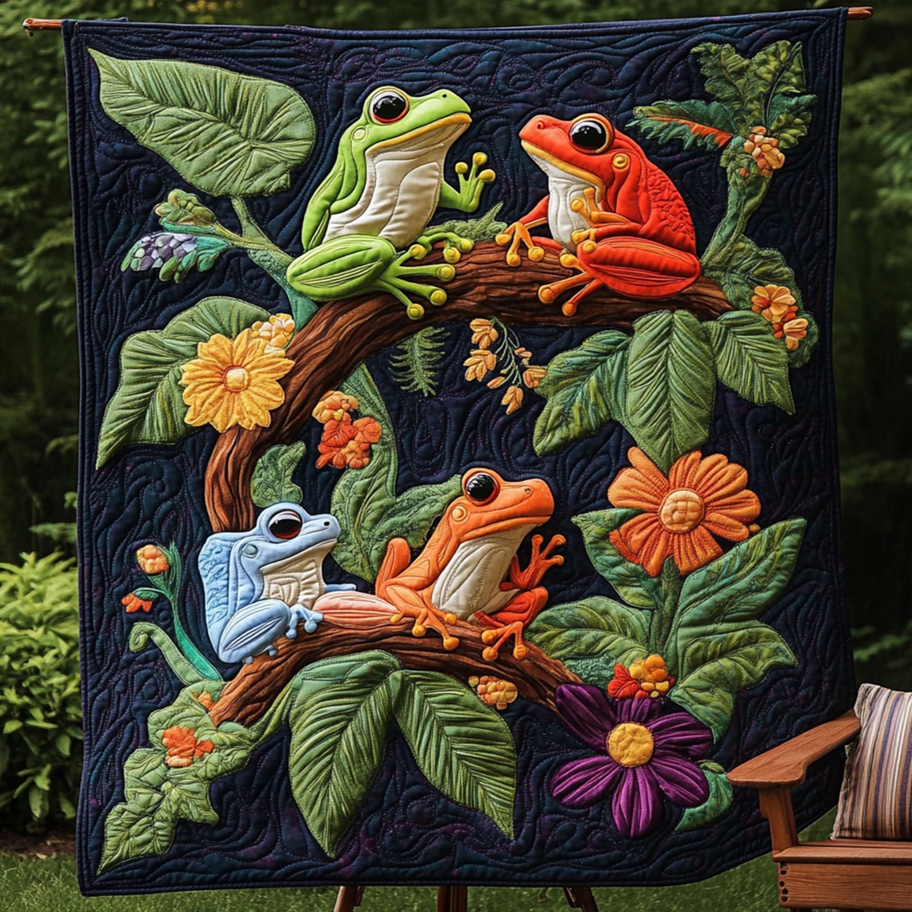 Hopscotch Hideaway Quilted Blanket Cute Colorful Blanket Frog Gifts For Adults Mushroom Hopscotch Hideaway Quilted Blanket Cute Colorful Blanket Frog Gifts For Adults Mushroom