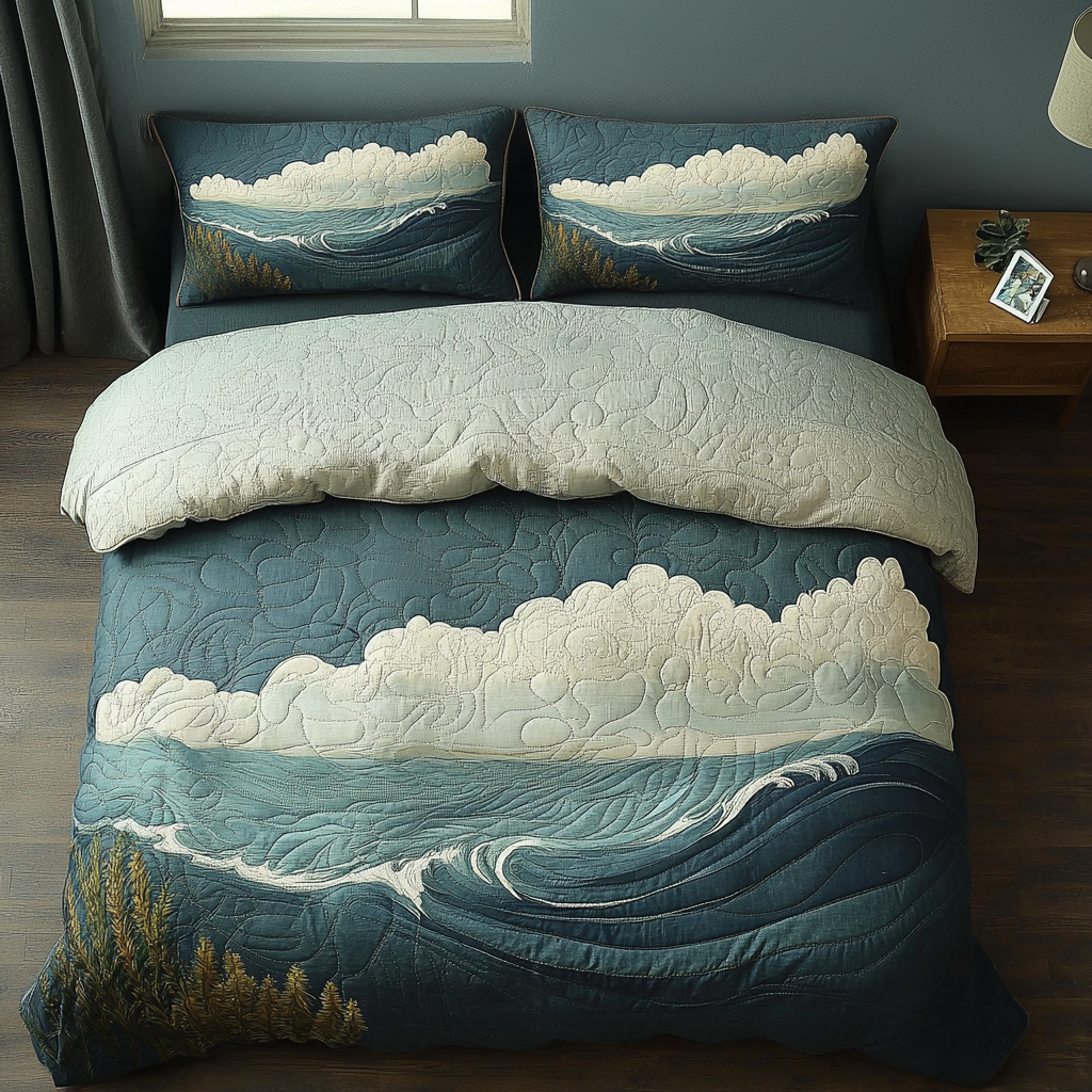 Horizon Bliss Quilted Bedding Set Duvet Cover Bed Sheet Set Christmas Gifts For The Beach Lover Horizon Bliss Quilted Bedding Set Duvet Cover Bed Sheet Set Christmas Gifts For The Beach Lover