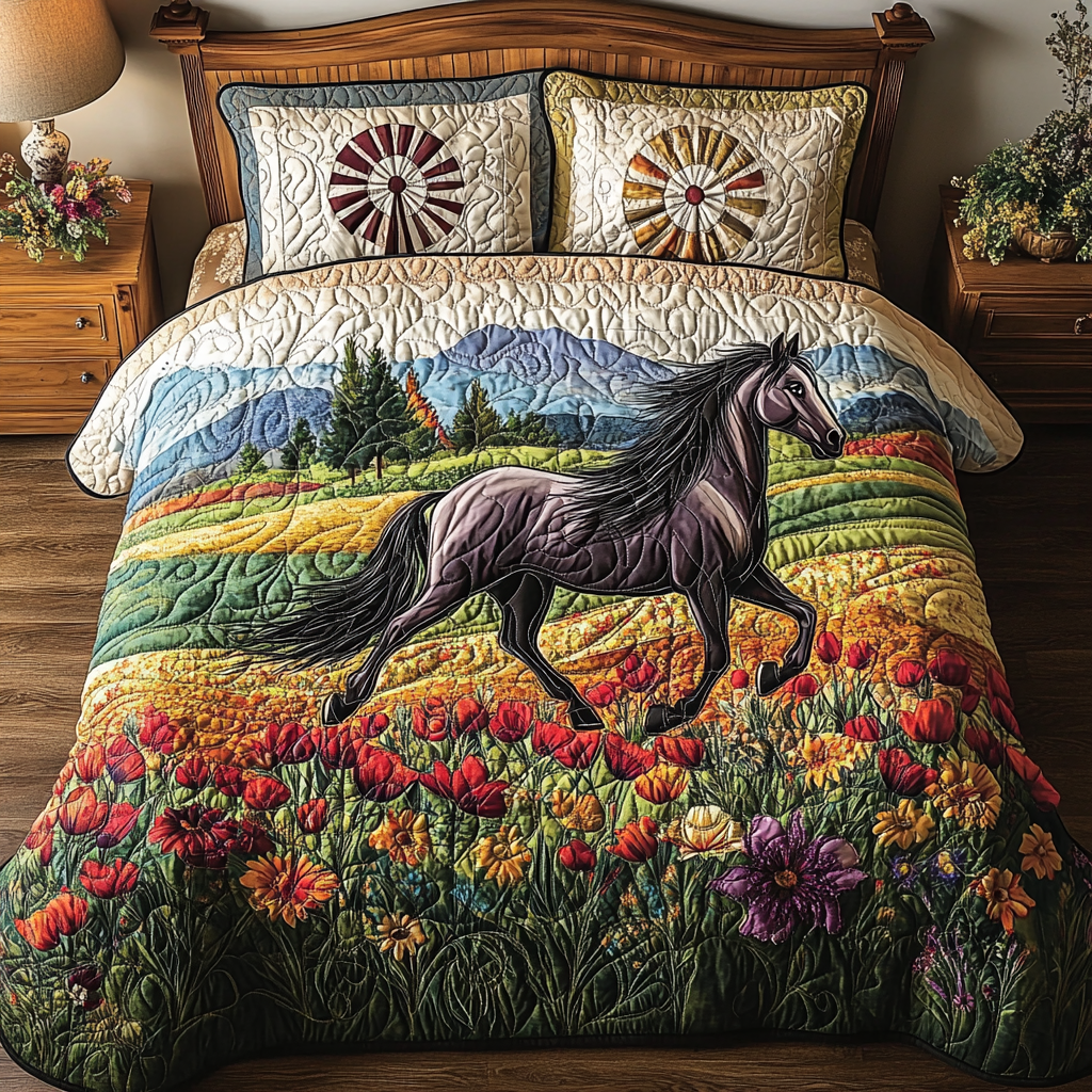 Horse Country Beauty Quilted Bedding Set Duvet Cover Bedspread Christmas Gifts For Horse Trainers Horse Country Beauty Quilted Bedding Set Duvet Cover Bedspread Christmas Gifts For Horse Trainers