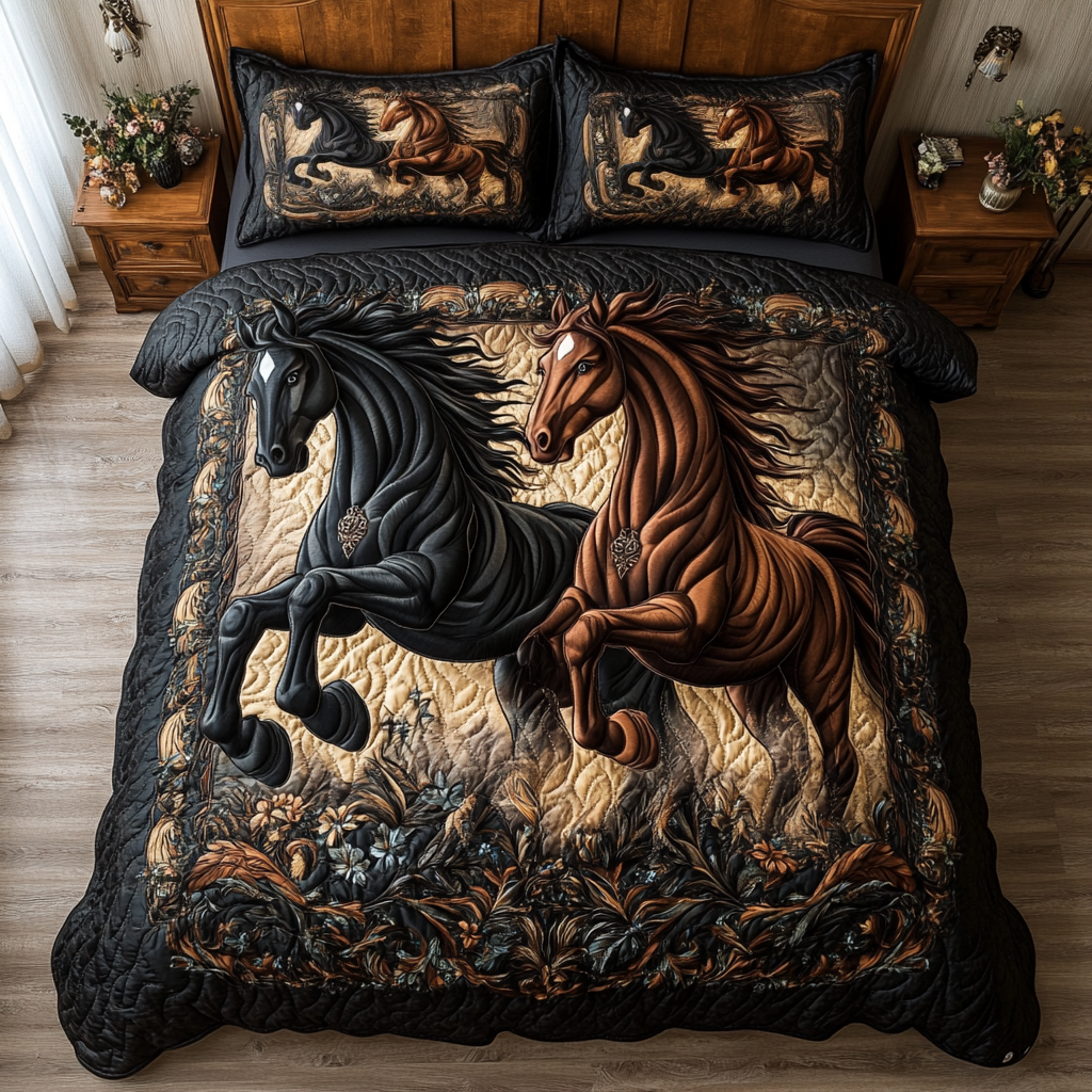 Horse Journey Quilted Bedding Set Duvet Cover Merch Gifts For The Horse Lover Woman Horse Journey Quilted Bedding Set Duvet Cover Merch Gifts For The Horse Lover Woman