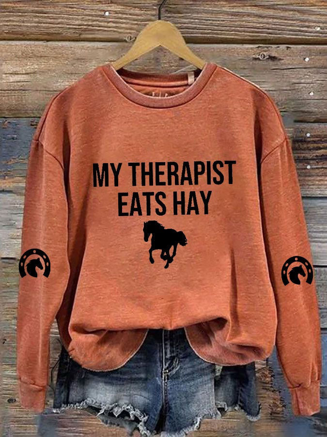 Horse My Therapist Eats Hay Sweatshirt Horse Lover Sweatshirts With Funny Sayings Horse My Therapist Eats Hay Sweatshirt Horse Lover Sweatshirts With Funny Sayings