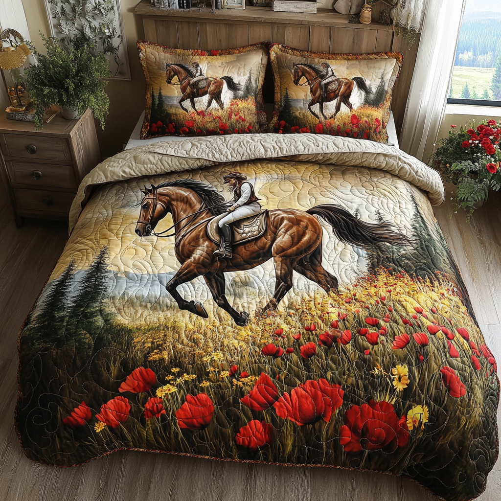 Horse Riding Quilted Bedding Set Duvet Cover Bedspread Cool Gifts For Horse Lovers Horse Riding Quilted Bedding Set Duvet Cover Bedspread Cool Gifts For Horse Lovers