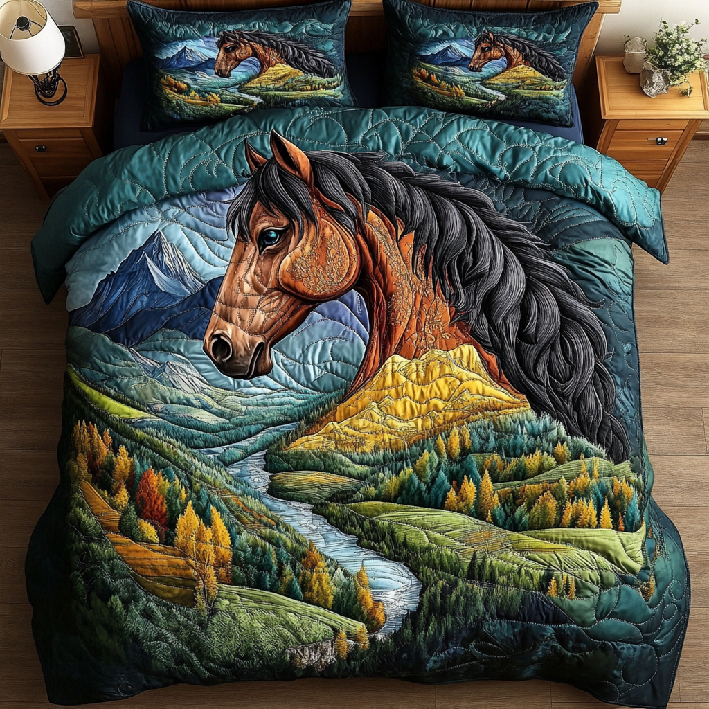 Horseback Dreams Quilted Bedding Set Duvet Cover Bed Sheet Set Cute Horse Gifts Horseback Dreams Quilted Bedding Set Duvet Cover Bed Sheet Set Cute Horse Gifts