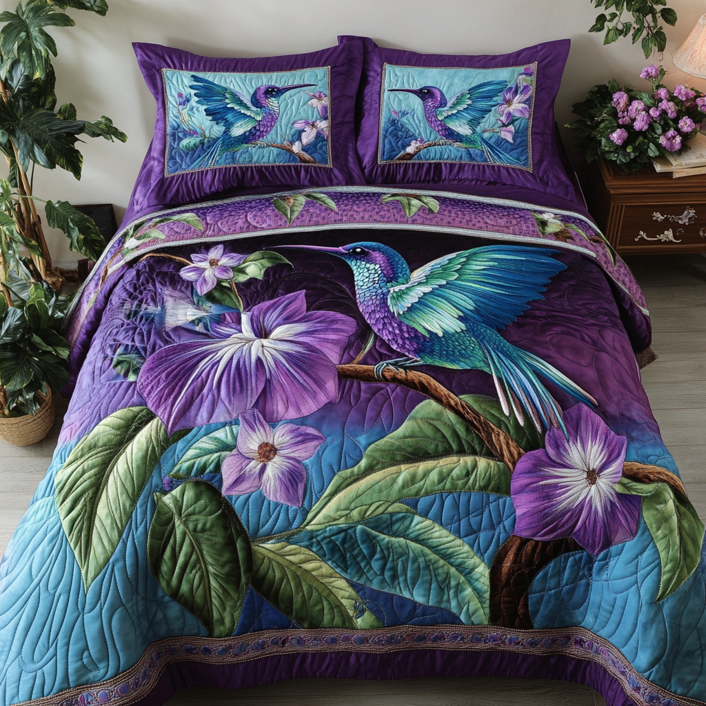 Humming Bloom Quilted Bedding Set Duvet Cover Bed Sheet Set Hummingbird Themed Birthday Presents Humming Bloom Quilted Bedding Set Duvet Cover Bed Sheet Set Hummingbird Themed Birthday Presents