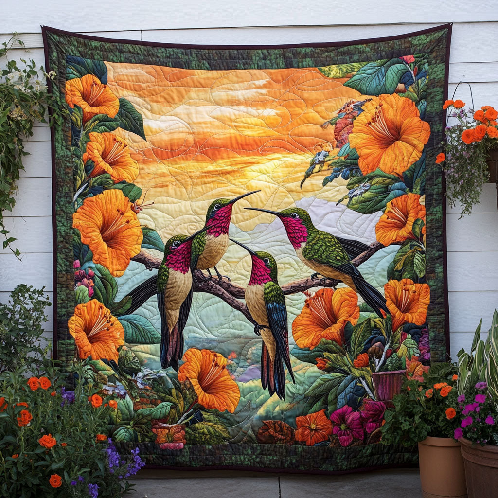 Humming Grace Quilted Blanket Sofa Throw Blanket Great Flamingo Lover Gift Ideas