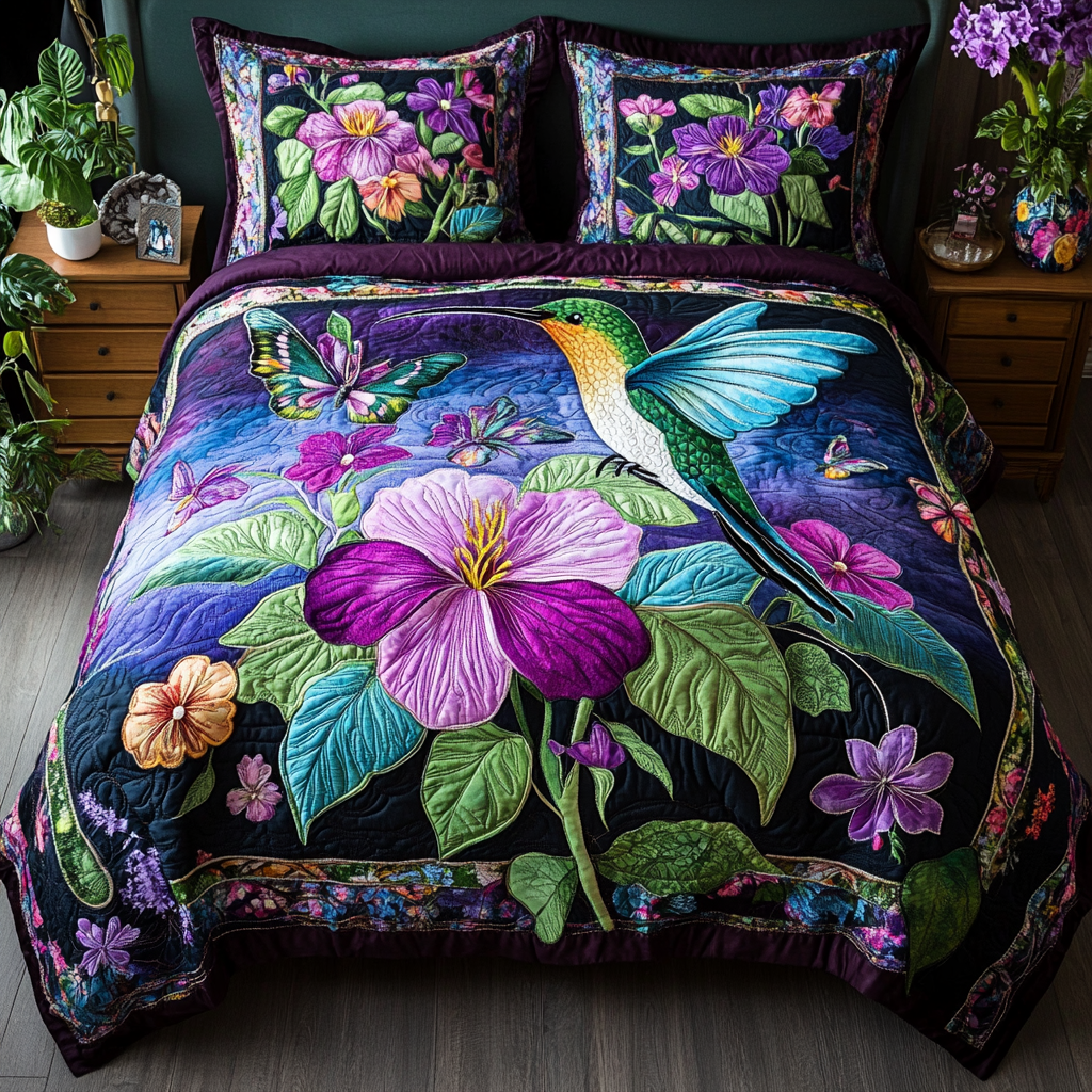 Hummingbird Bliss Quilted Bedding Set Duvet Cover Bed Sheet Set Gifts For Hummingbird Lovers Hummingbird Bliss Quilted Bedding Set Duvet Cover Bed Sheet Set Gifts For Hummingbird Lovers