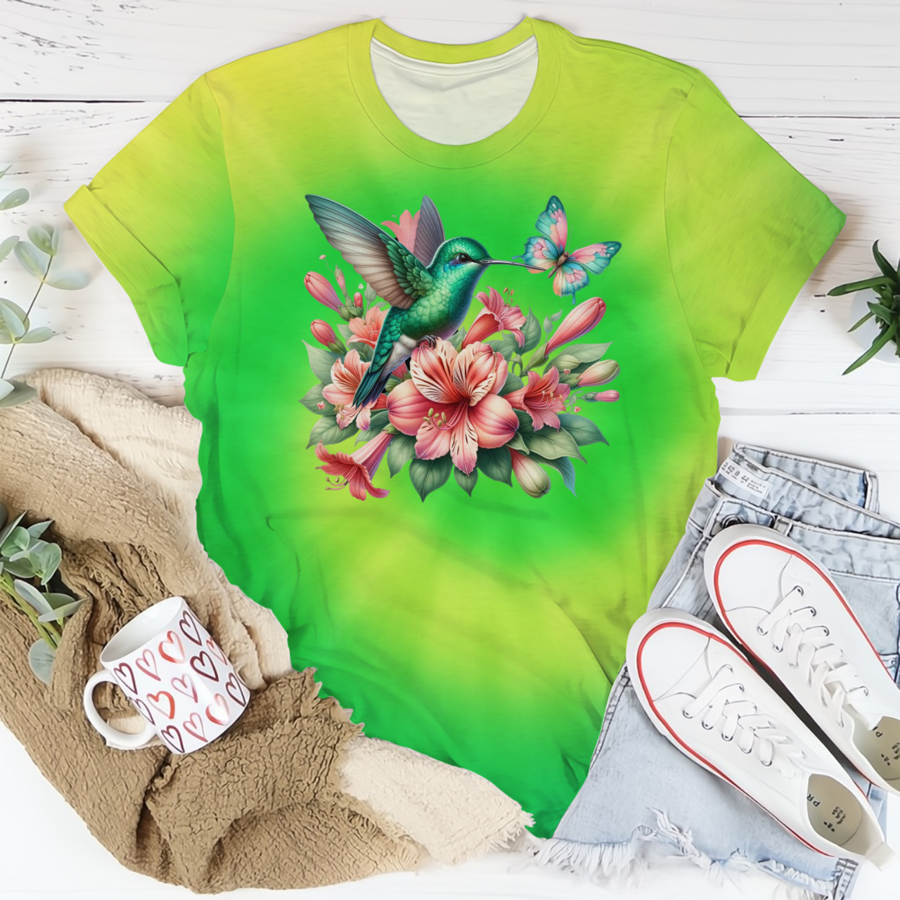 Hummingbird Butterfly And Flowers Tie Dye Shirt Graphic Tees Women Gift Ideas Hummingbird Butterfly And Flowers Tie Dye Shirt Graphic Tees Women Gift Ideas
