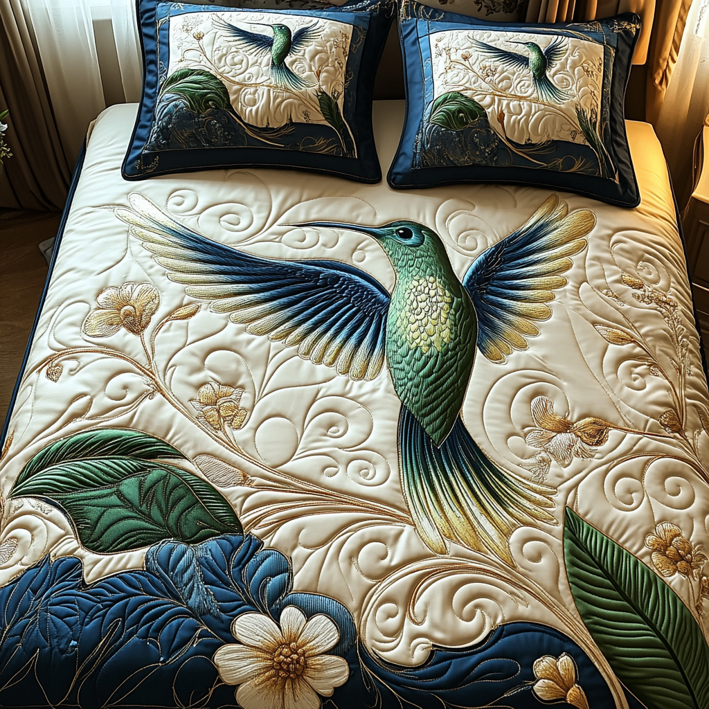 Hummingbird Haven Quilted Bedding Set Duvet Cover Bed Sheet Set Unusual Hummingbird Gifts