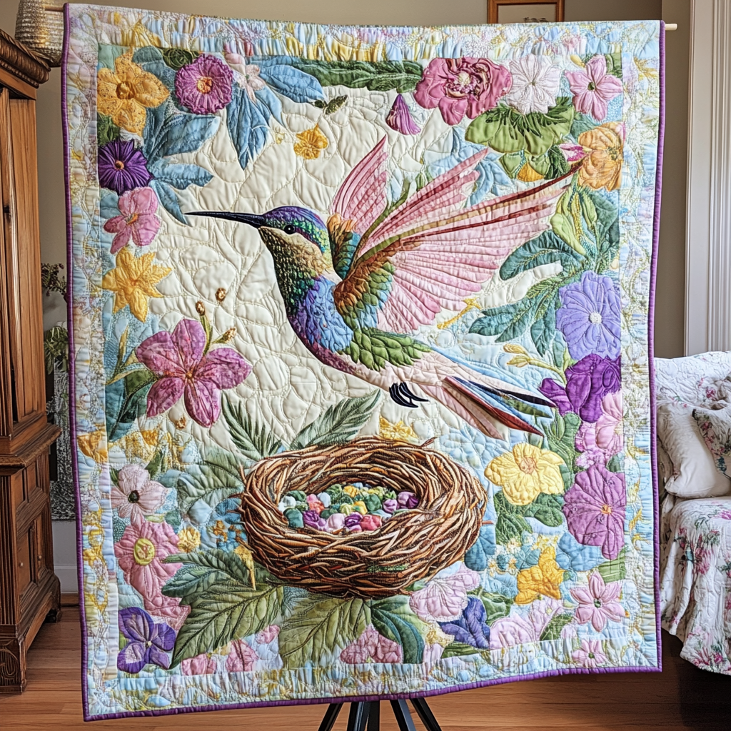 Hummingbird Nest Quilted Blanket Cute Throw Blanket Best Flamingo Gifts For Christmas