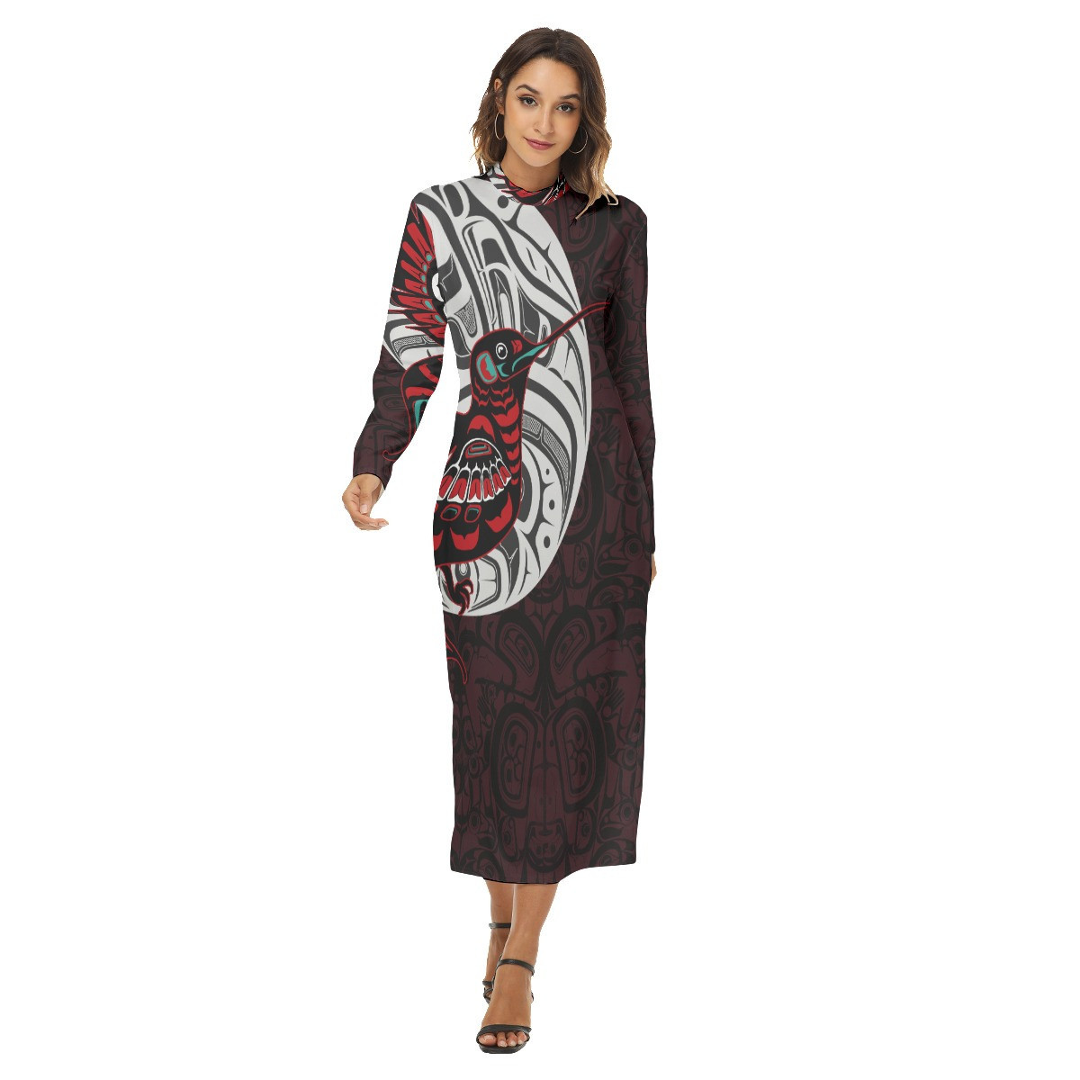 Hummingbird Pacific Northwest Style Women's Hip Dress Native American Stylish Dresses For Women Hummingbird Pacific Northwest Style Women's Hip Dress Native American Stylish Dresses For Women