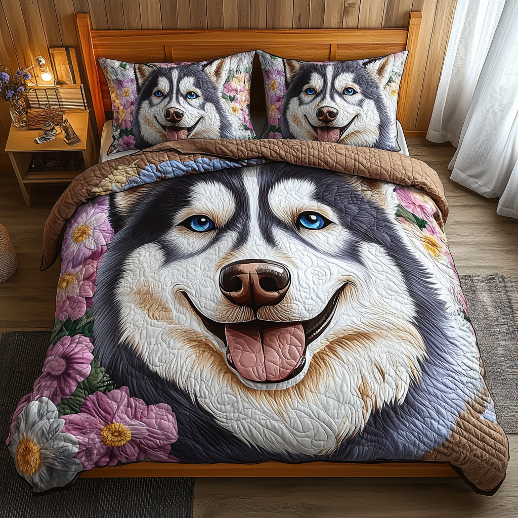 Husky Tracks Quilted Bedding Set Duvet Cover Bed Sheet Set Husky Themed Gifts Husky Tracks Quilted Bedding Set Duvet Cover Bed Sheet Set Husky Themed Gifts