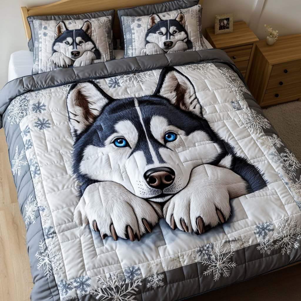 Husky Trail Quilted Bedding Set Duvet Cover Bed Sheet Set Husky Dog Lover Gifts Husky Trail Quilted Bedding Set Duvet Cover Bed Sheet Set Husky Dog Lover Gifts