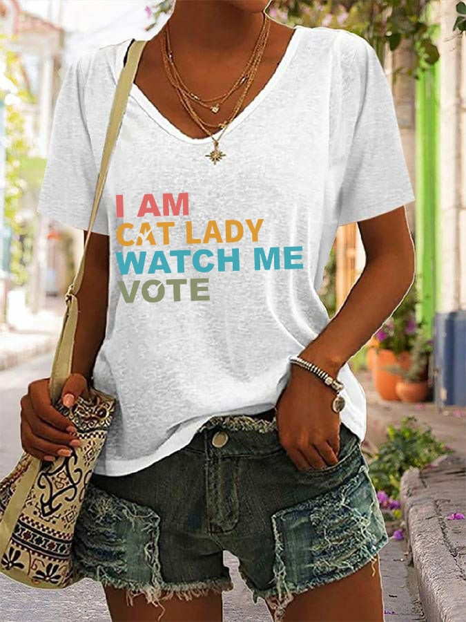 I Am Woman Watch Me Vote V-neck T-Shirt 2024 Election Political Clothing Feminist Gifts I Am Woman Watch Me Vote V-neck T-Shirt 2024 Election Political Clothing Feminist Gifts