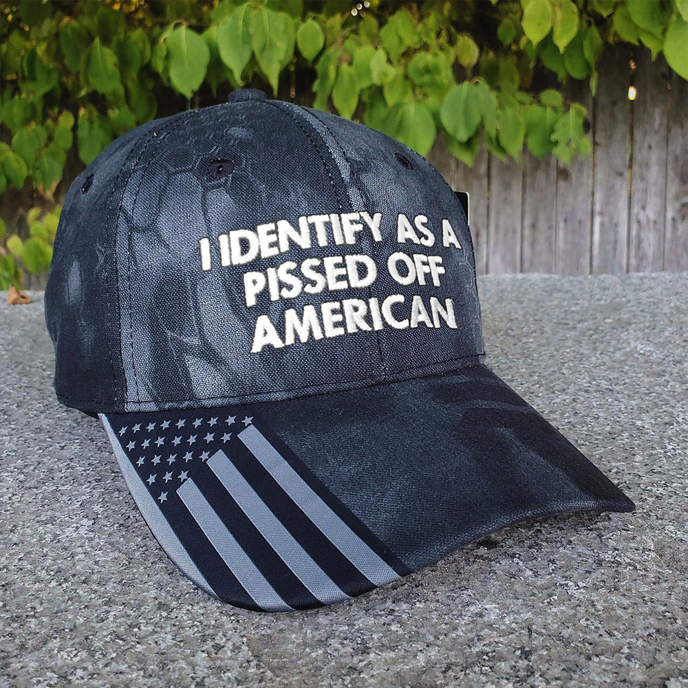 I Identify As A Pissed Off American Embroidered Hat USA Patriotic Political Hat Gifts For Him I Identify As A Pissed Off American Embroidered Hat USA Patriotic Political Hat Gifts For Him