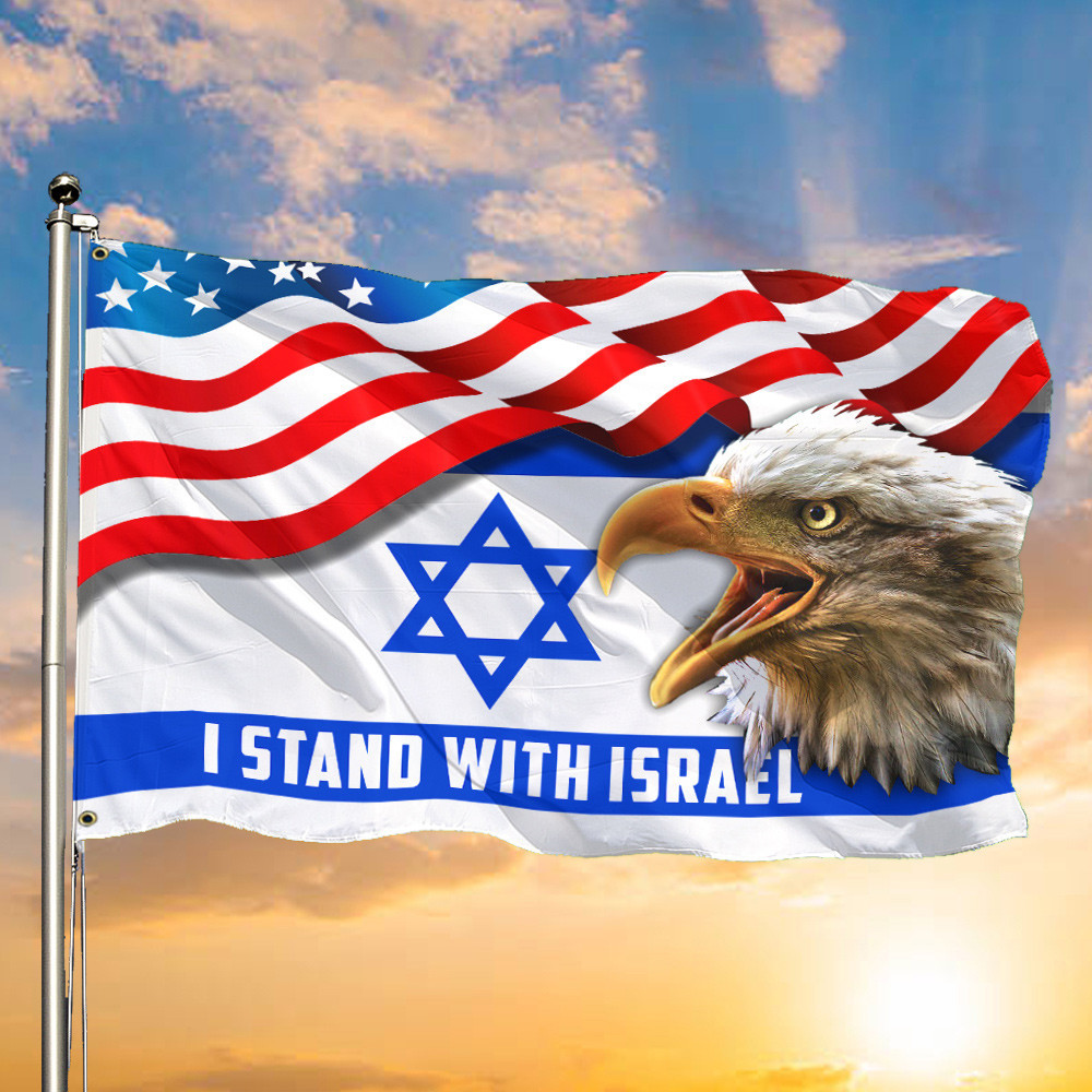 I Stand With Israel Flag USA Eagle American And Israeli Flag Together Decor I Stand With Israel Flag USA Eagle American And Israeli Flag Together Decor