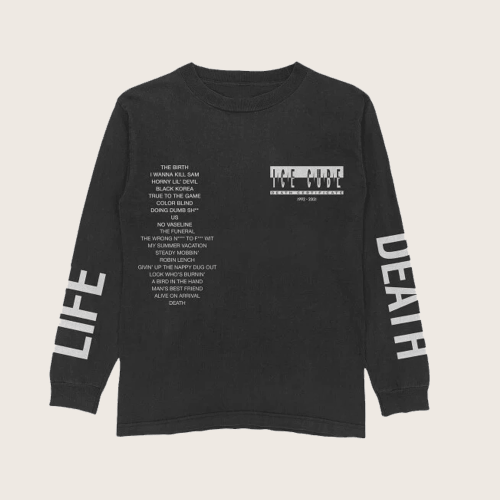 Ice Cube Merch Death Certificate Anniversary Long Sleeve Shirt Christmas Gift For Men Ice Cube Merch Death Certificate Anniversary Long Sleeve Shirt Christmas Gift For Men