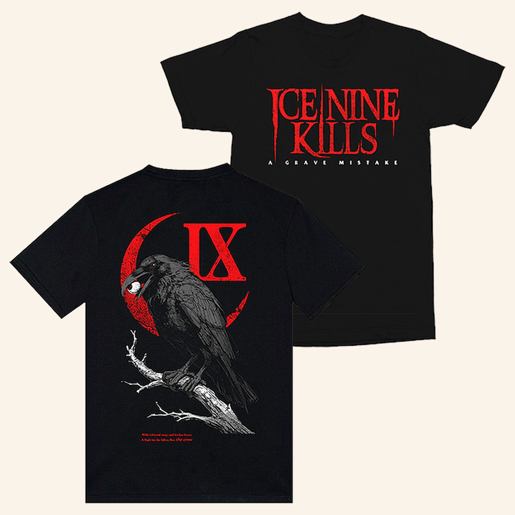 Ice Nine Kills Merch Crow A Grave Mistake Black T-Shirt Music Related Gifts For Guys