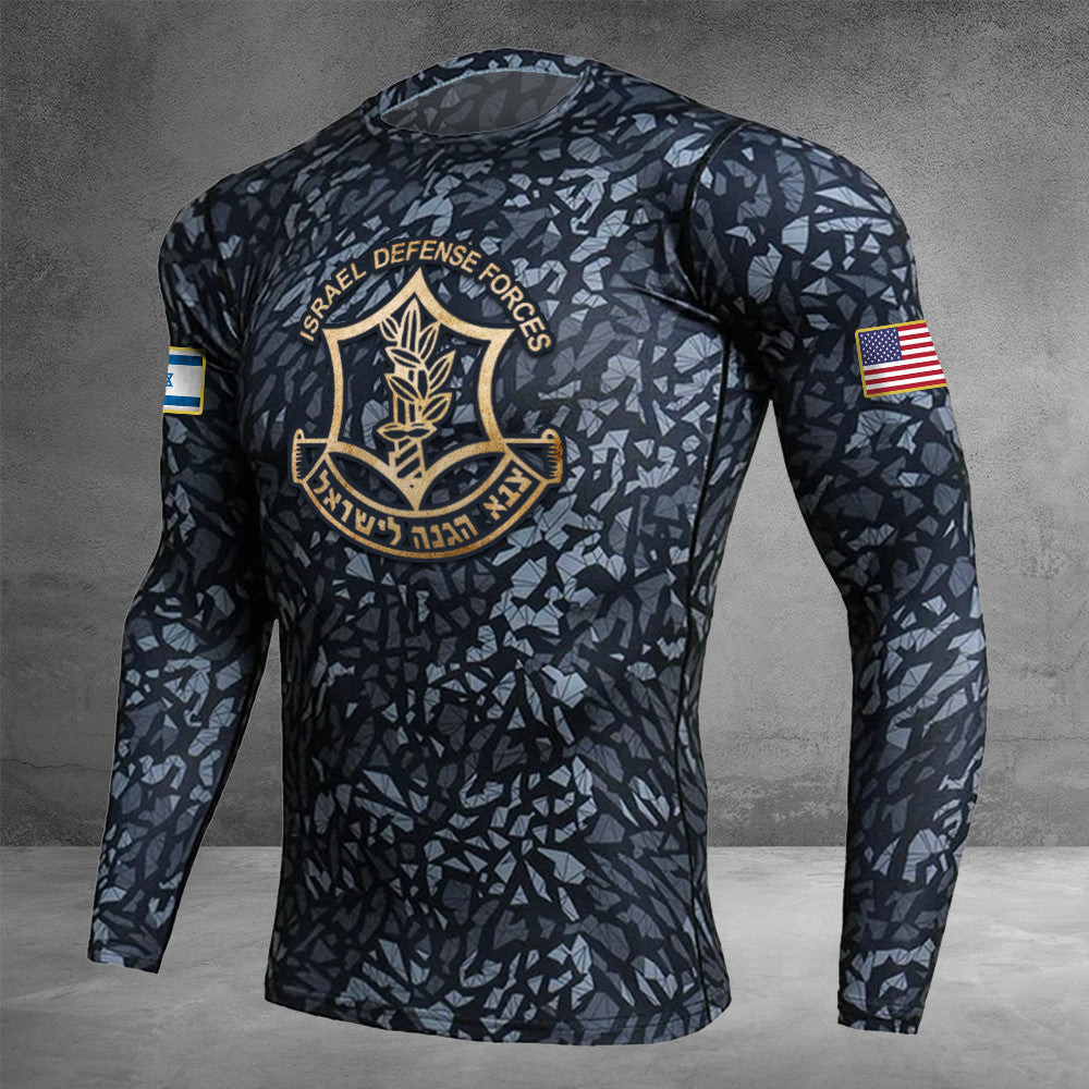 IDF Camo Rash Guard USA I Stand With Israel Sportswear Pray For Israel Merchandise IDF Camo Rash Guard USA I Stand With Israel Sportswear Pray For Israel Merchandise