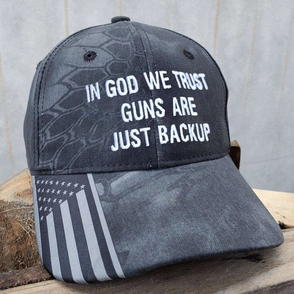In God We Trust Guns Are Just Backup Embroidered Camo Hat Pro Gun Rights Patriotic Hat