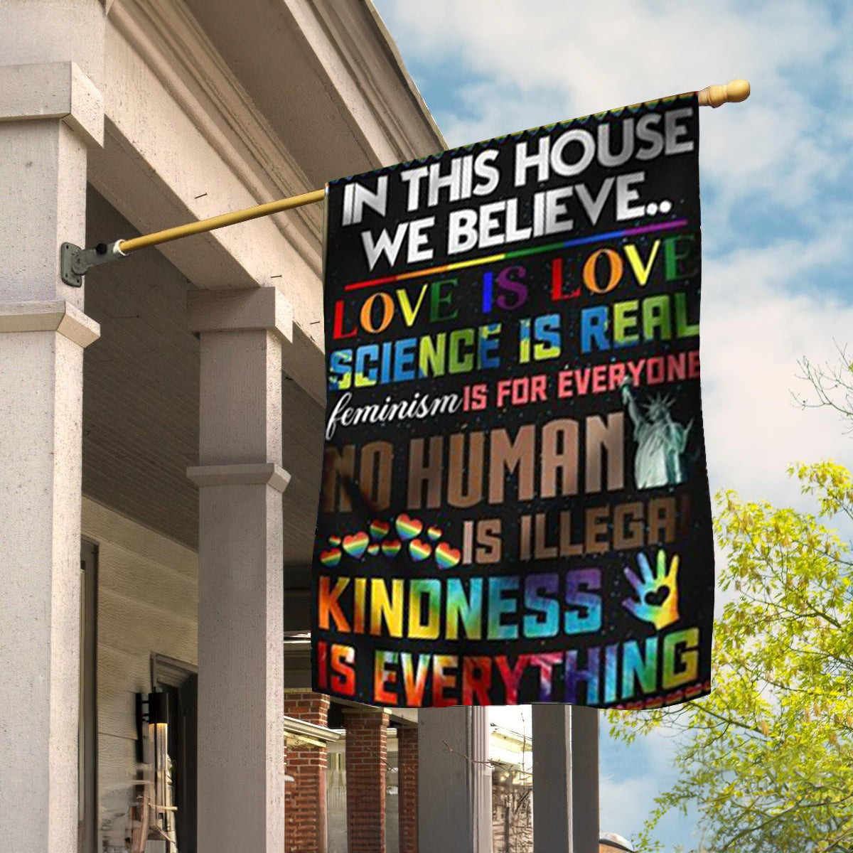 In This House We Believe Flag Kindness Is Everything Yard Sign House Decorations Gifts