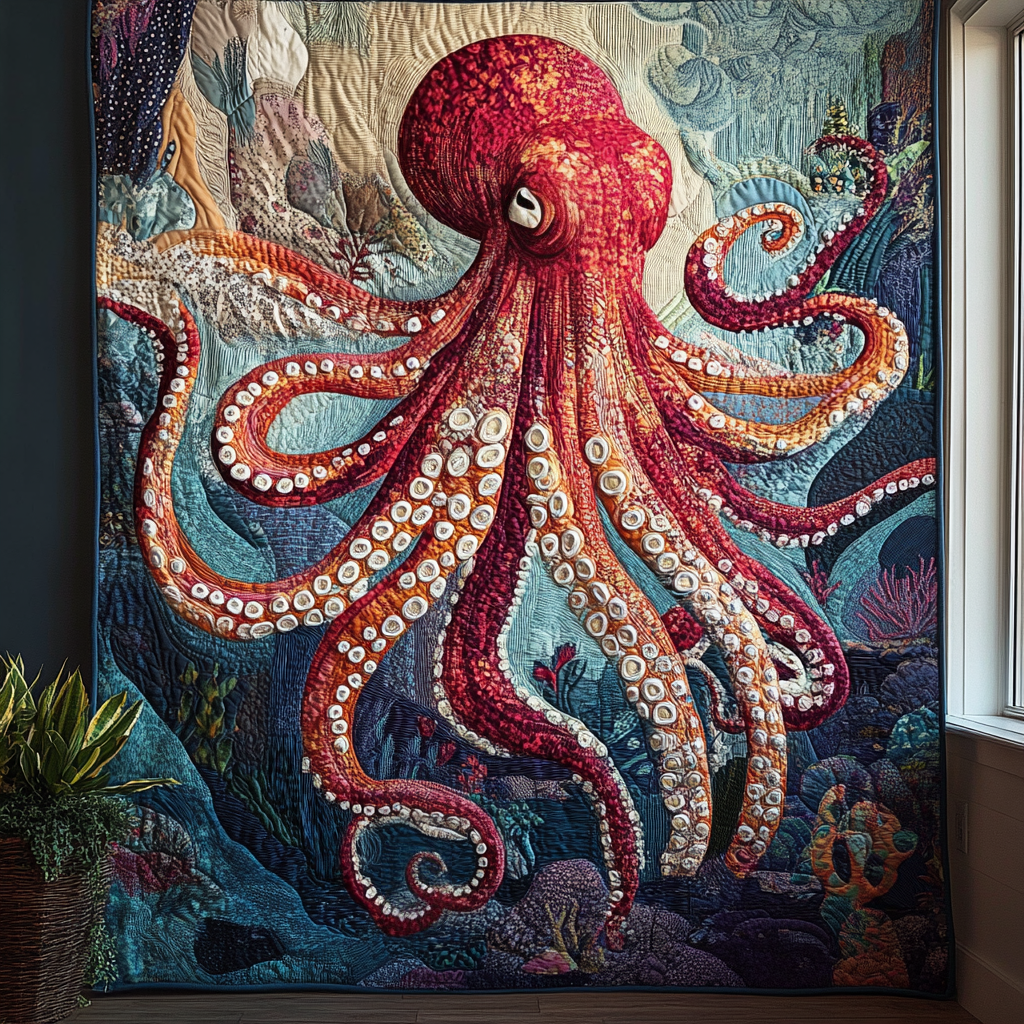 Inkstorm Legend Quilted Blanket Cute Colorful Blanket Unique Octopus Gifts Inkstorm Legend Quilted Blanket Cute Colorful Blanket Unique Octopus Gifts