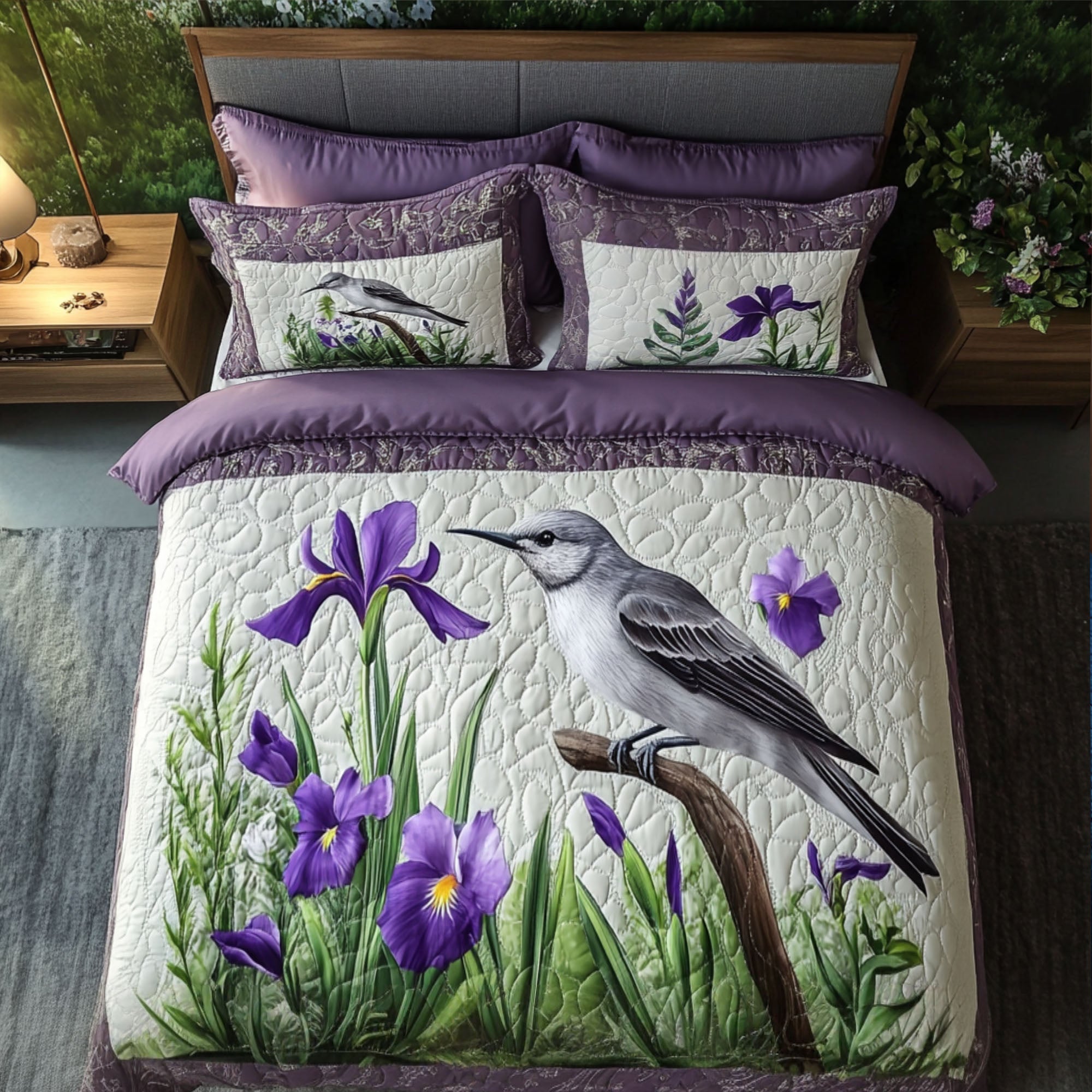 Iris Blossom Harmony Quilted Bedding Set Duvet Cover Bedspread Gifts For Flower Enthusiasts Iris Blossom Harmony Quilted Bedding Set Duvet Cover Bedspread Gifts For Flower Enthusiasts