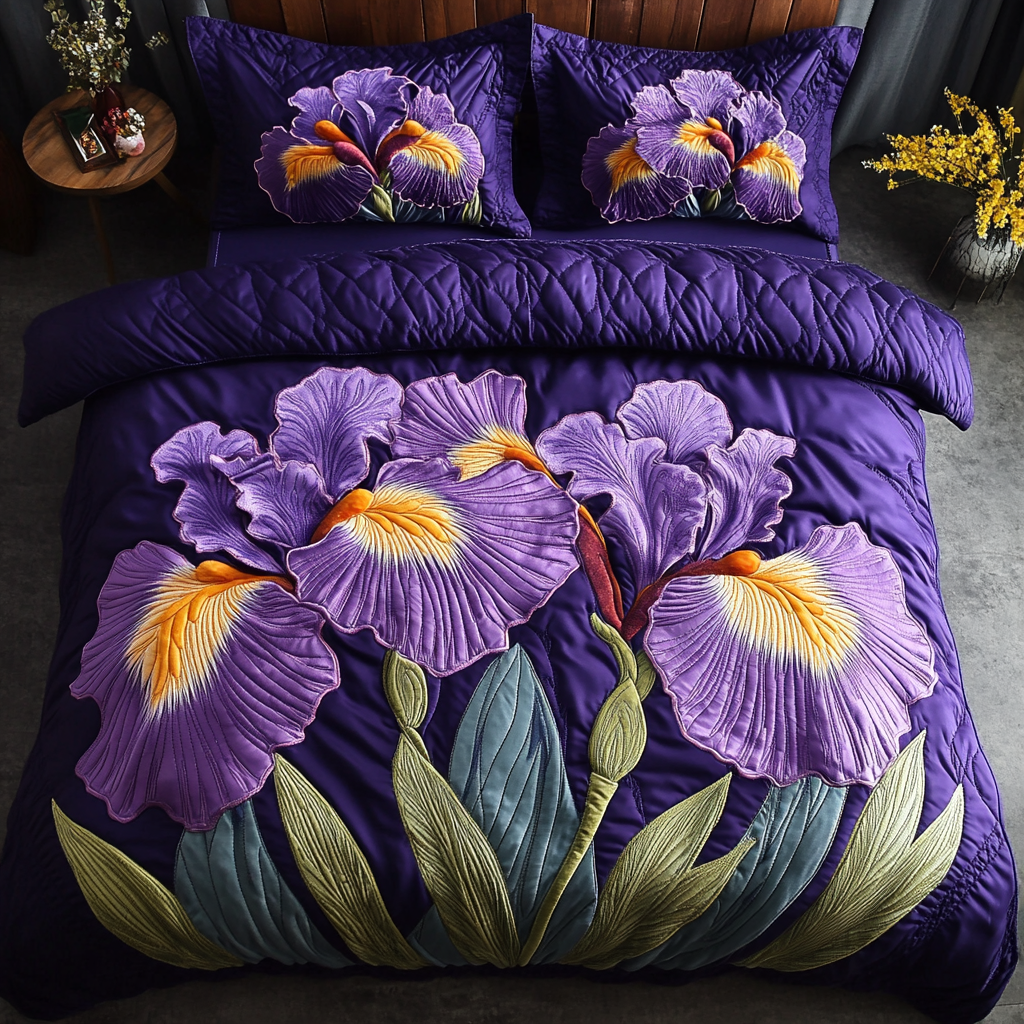 Iris Dream Quilted Bedding Set Duvet Cover Bedspread Presents For Flower Lovers Iris Dream Quilted Bedding Set Duvet Cover Bedspread Presents For Flower Lovers