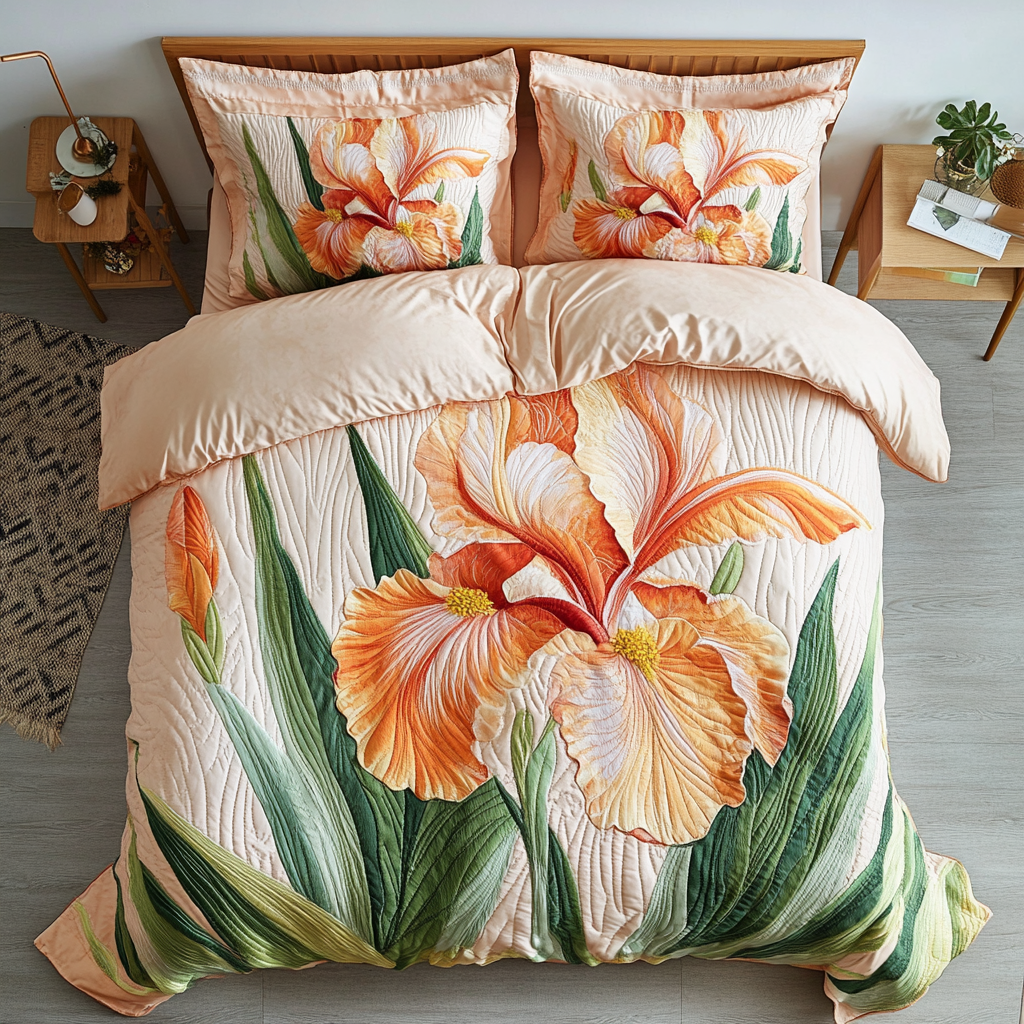 Iris Garden Quilted Bedding Set Duvet Cover Bedspread Best Gifts For Flower Lovers Iris Garden Quilted Bedding Set Duvet Cover Bedspread Best Gifts For Flower Lovers