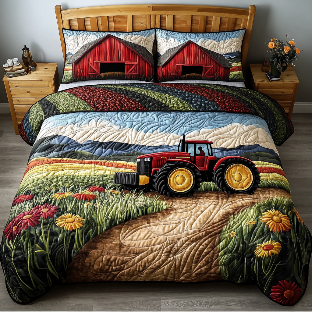Iron Treads Quilted Bedding Set Duvet Cover Bedspread Tractor Related Gifts Farmer Iron Treads Quilted Bedding Set Duvet Cover Bedspread Tractor Related Gifts Farmer