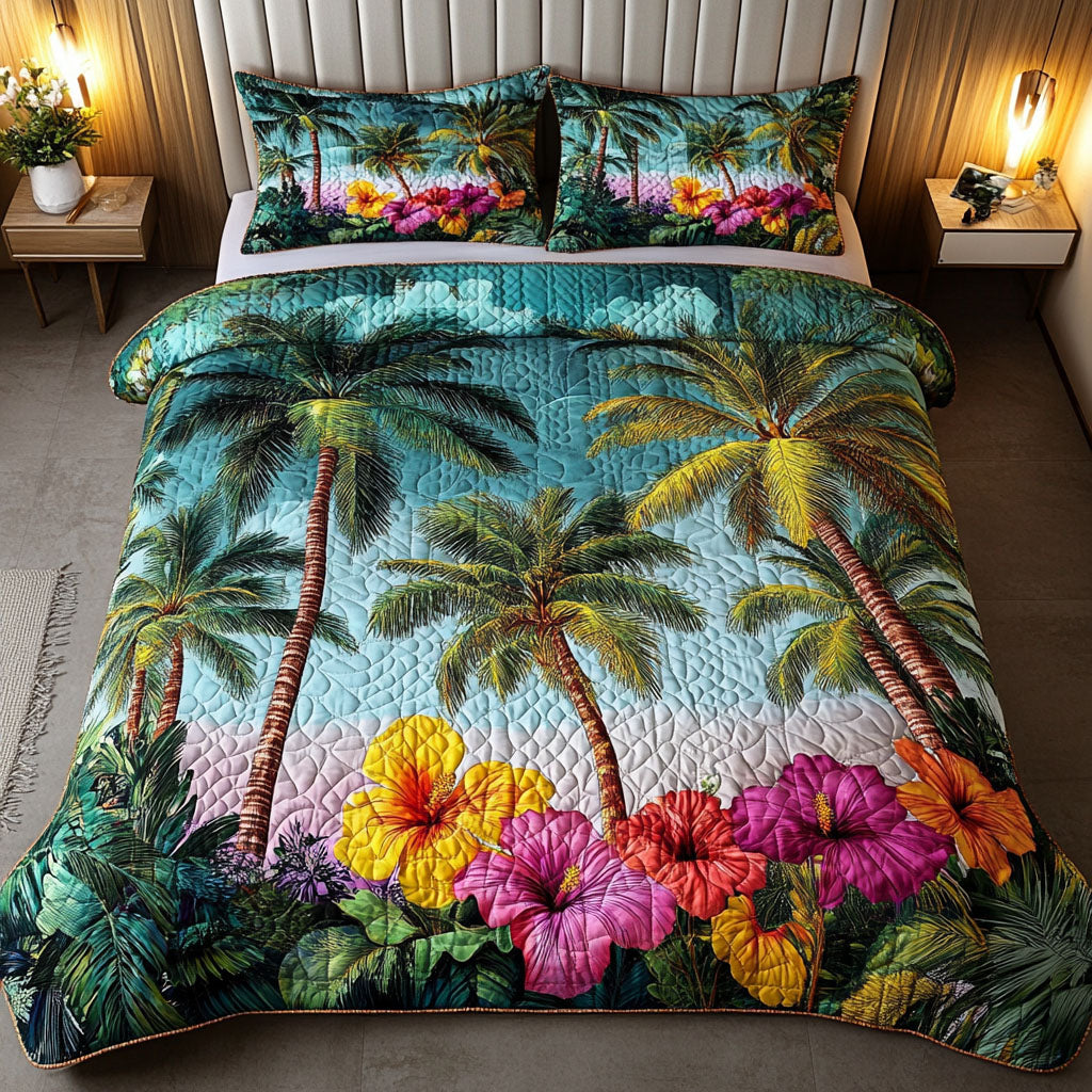 Island Bloom Quilted Bedding Set Duvet Cover Bed Sheet Set Christmas Gifts For Your Wife