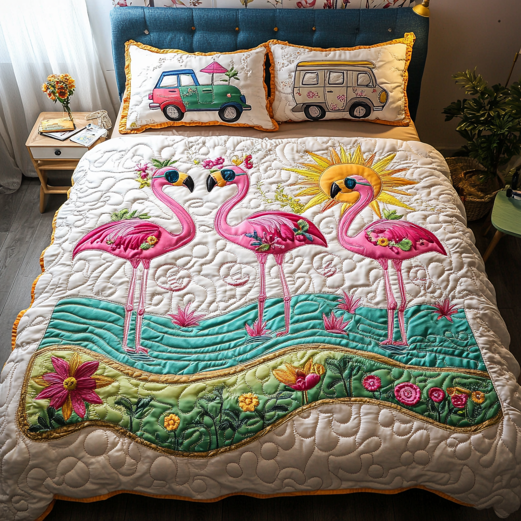 Island Breeze Quilted Bedding Set Duvet Cover Bedspread Flamingo Gifts For Adults Island Breeze Quilted Bedding Set Duvet Cover Bedspread Flamingo Gifts For Adults