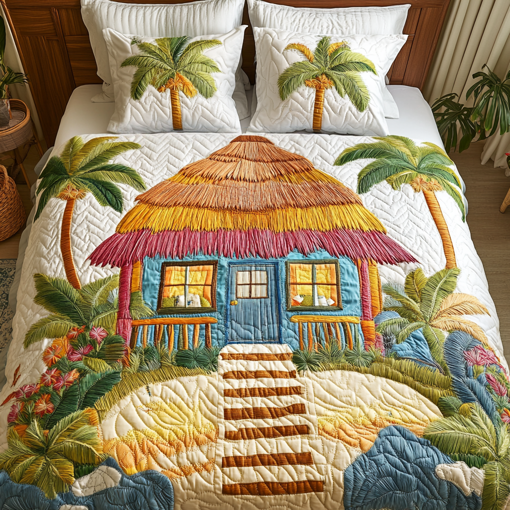 Island Dreams Quilted Bedding Set Duvet Cover Bed Sheet Set Beach Lover Christmas Gifts Island Dreams Quilted Bedding Set Duvet Cover Bed Sheet Set Beach Lover Christmas Gifts