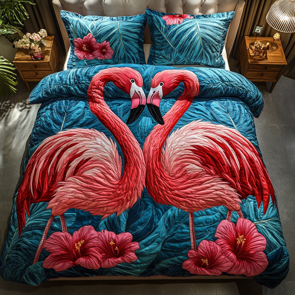 Island Flair Quilted Bedding Set Duvet Cover Merch Flamingo Gifts For Adults Island Flair Quilted Bedding Set Duvet Cover Merch Flamingo Gifts For Adults