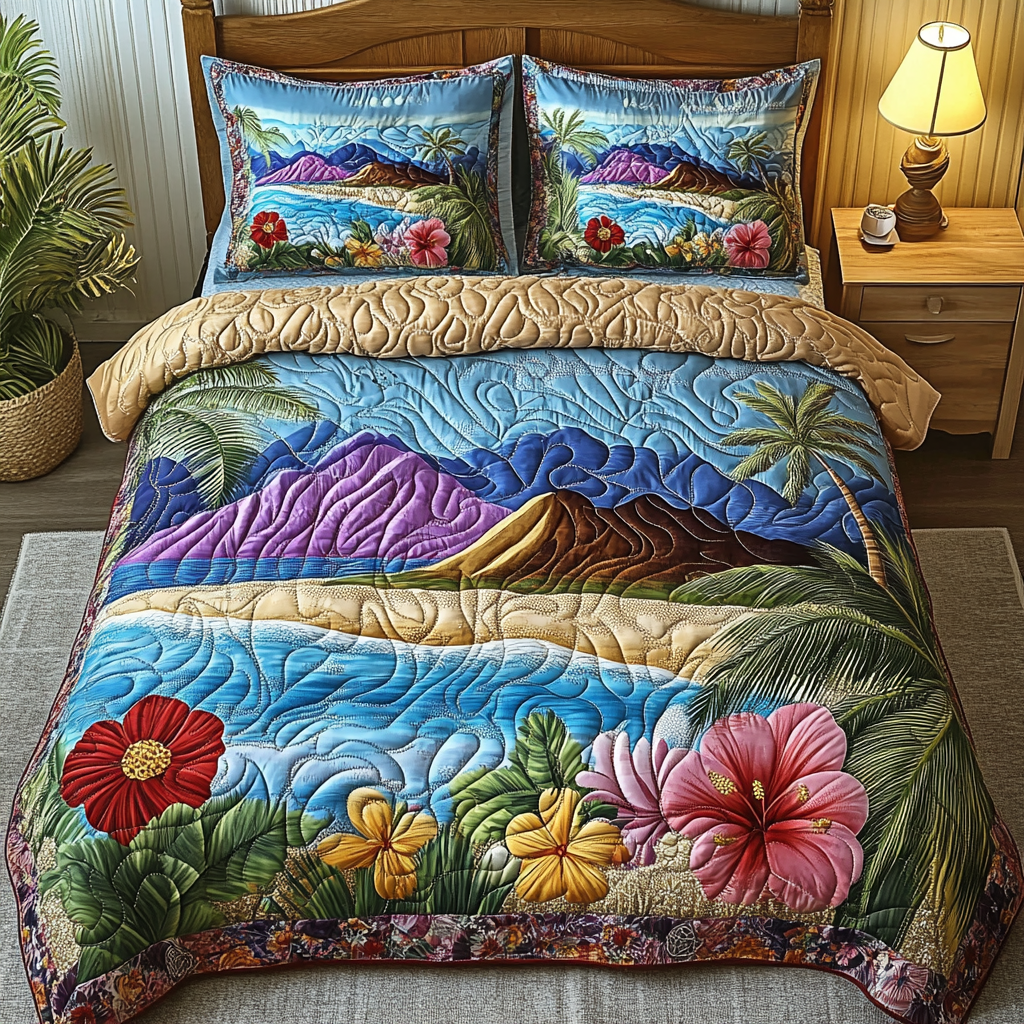 Island Horizon Quilted Bedding Set Duvet Cover Merch Christmas Gifts For Beach Goers Island Horizon Quilted Bedding Set Duvet Cover Merch Christmas Gifts For Beach Goers