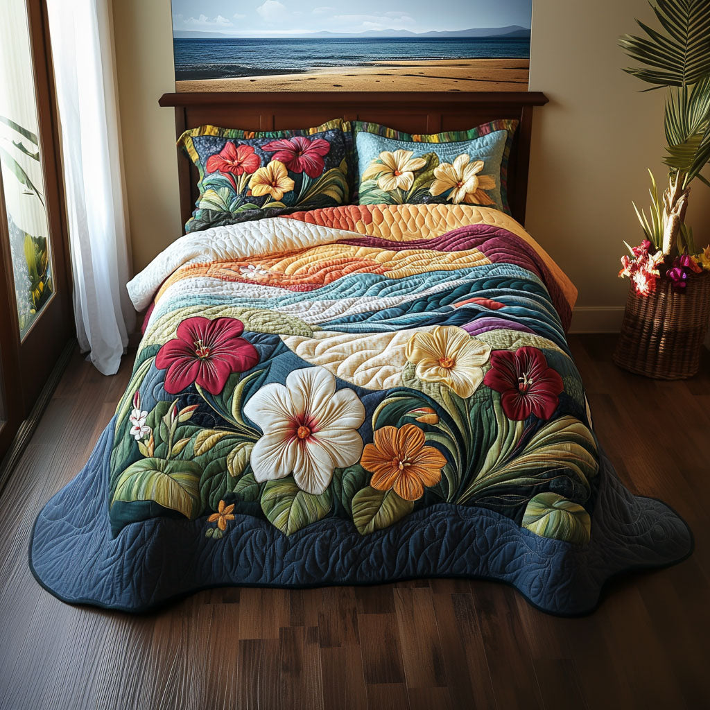 Island Paradise Quilted Bedding Set Duvet Cover Bed Sheet Set Christmas Floral Gifts Island Paradise Quilted Bedding Set Duvet Cover Bed Sheet Set Christmas Floral Gifts