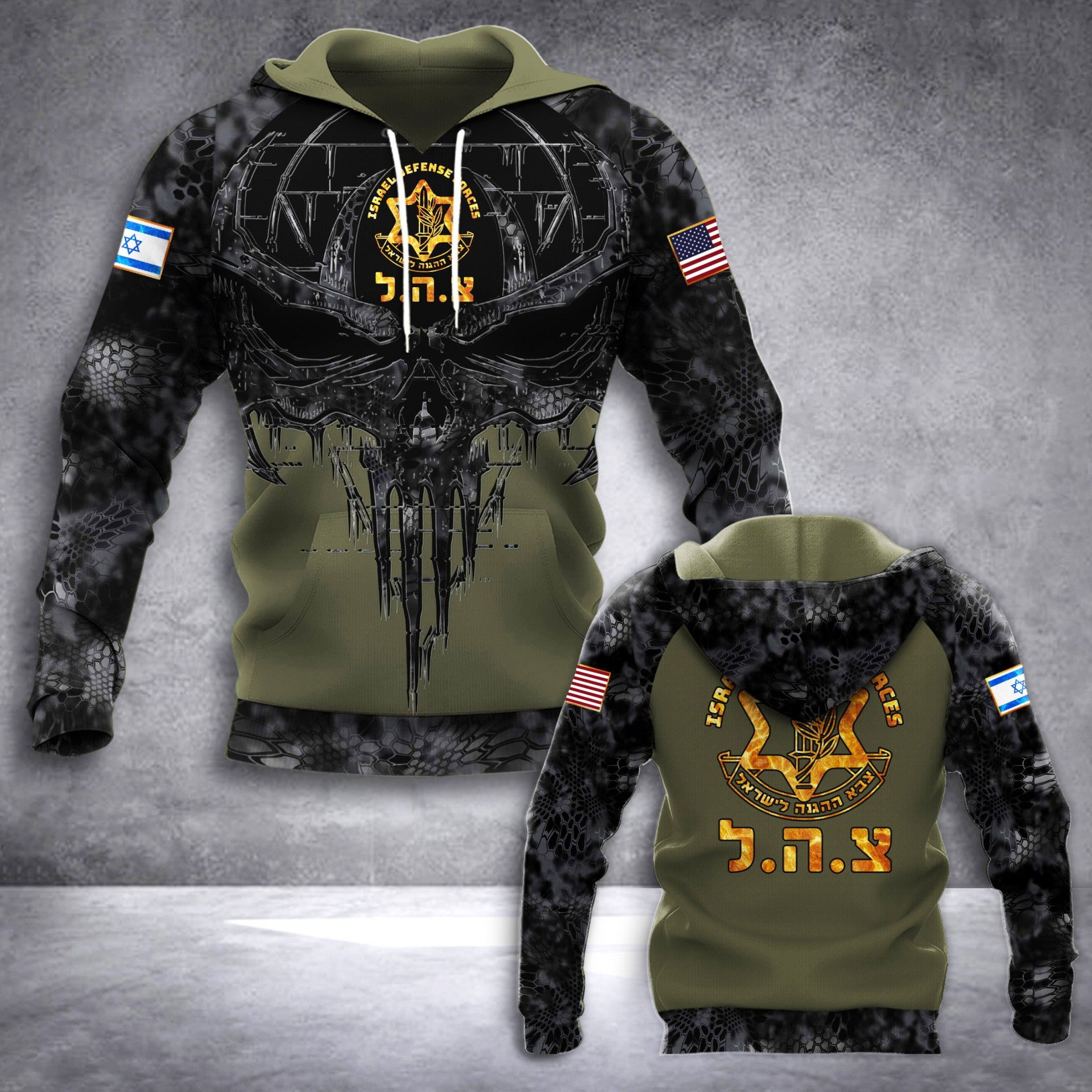 Israel Defense Forces Camo Hoodie Skull Idf American And Israeli Flag Together Apparel Israel Defense Forces Camo Hoodie Skull Idf American And Israeli Flag Together Apparel