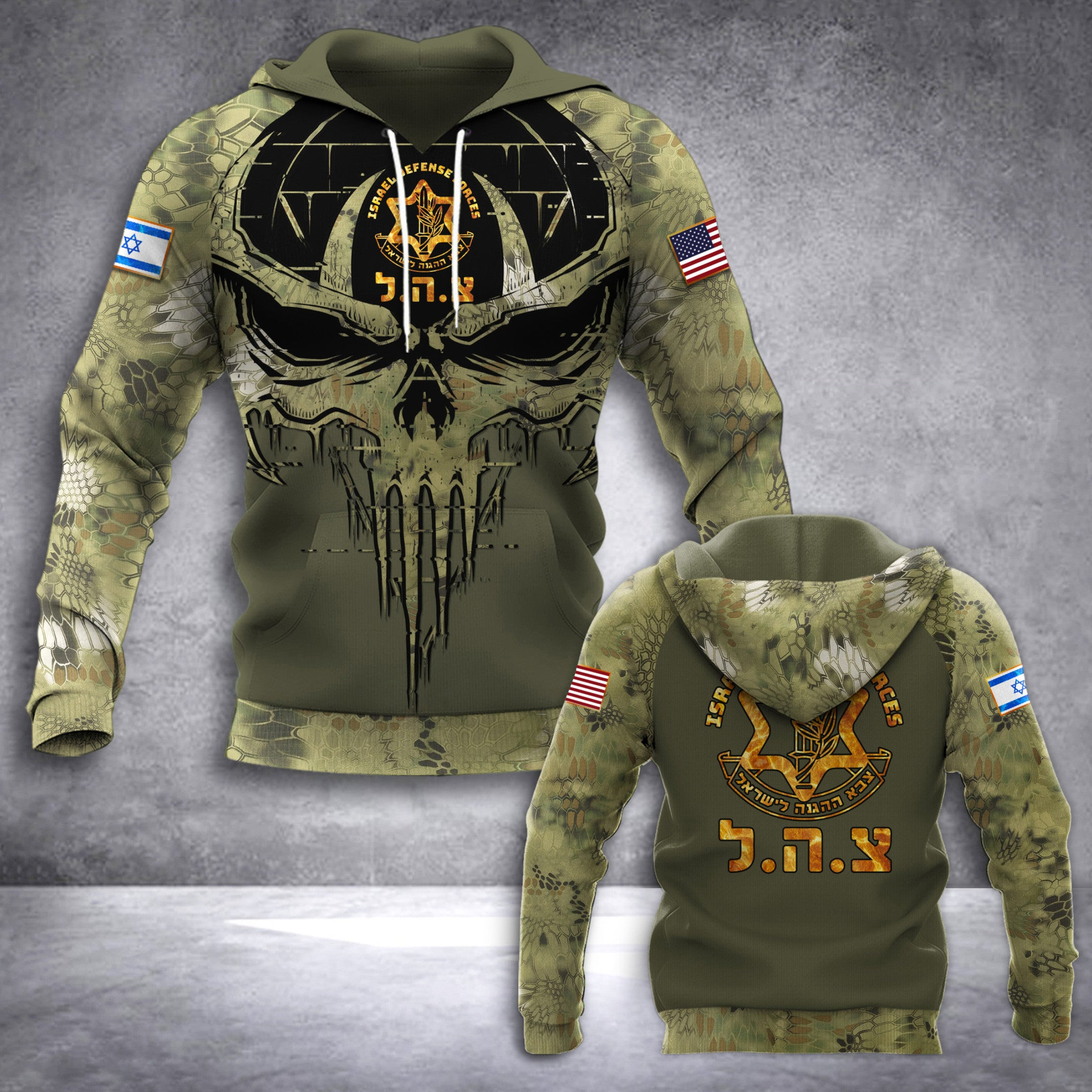 Israel Defense Forces Camo Hoodie Skull Idf American And Israeli Flag Together Apparel Israel Defense Forces Camo Hoodie Skull Idf American And Israeli Flag Together Apparel