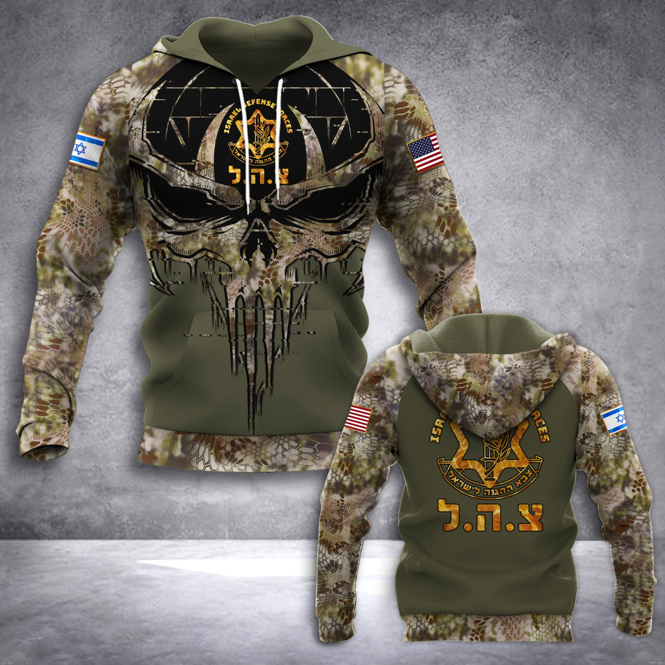 Israel Defense Forces Camo Hoodie Skull Idf American And Israeli Flag Together Apparel Israel Defense Forces Camo Hoodie Skull Idf American And Israeli Flag Together Apparel