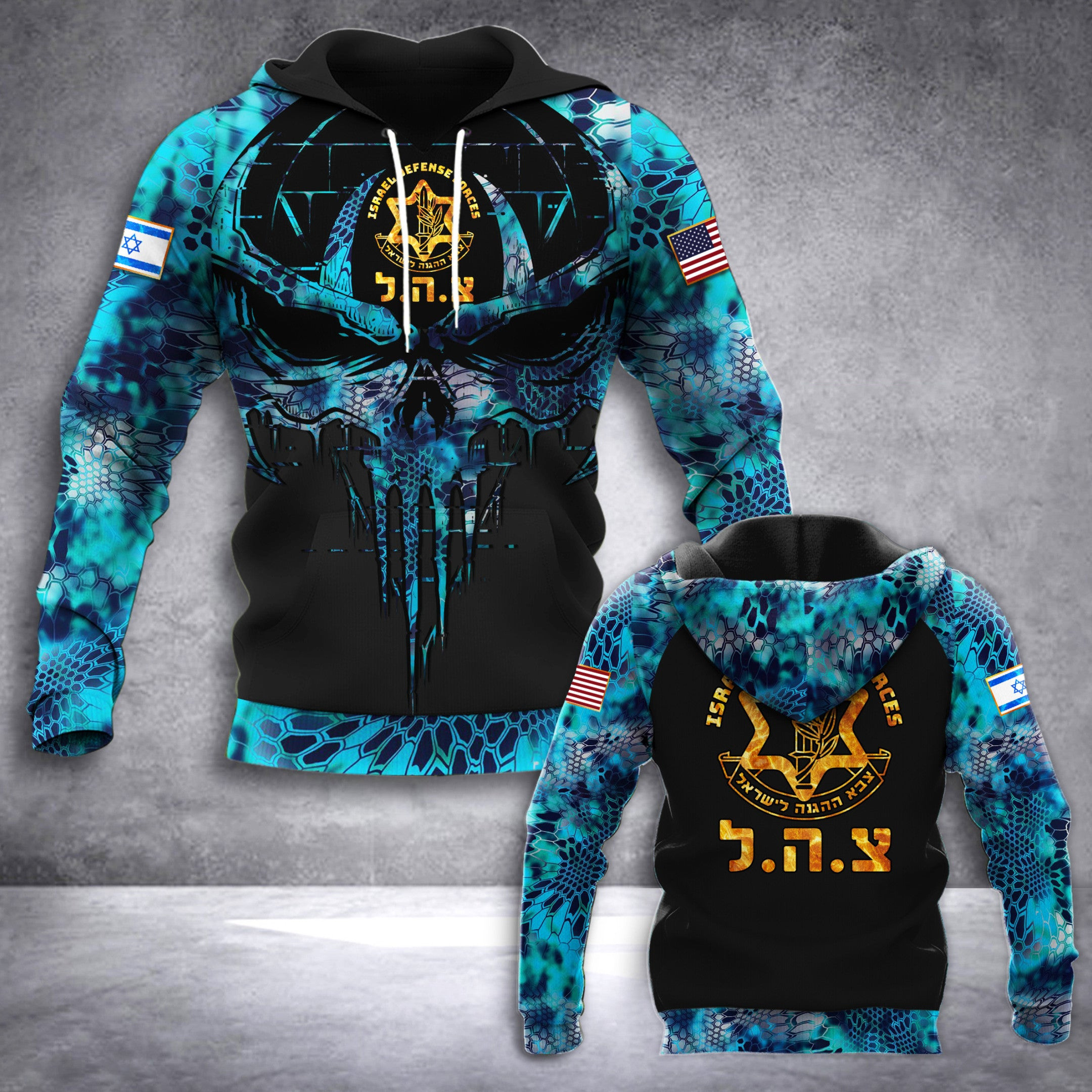 Israel Defense Forces Camo Hoodie Skull Idf American And Israeli Flag Together Apparel Israel Defense Forces Camo Hoodie Skull Idf American And Israeli Flag Together Apparel