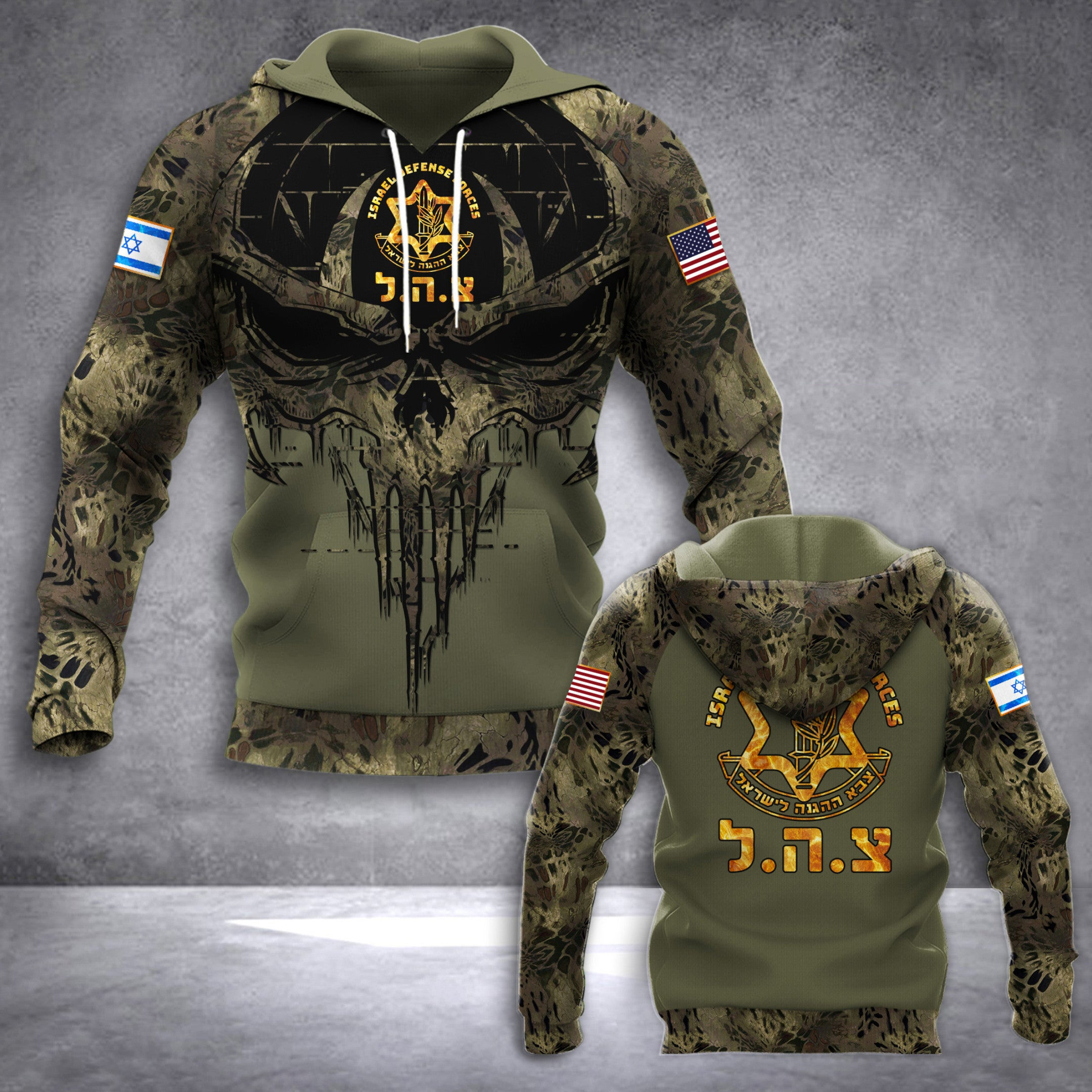 Israel Defense Forces Camo Hoodie Skull Idf American And Israeli Flag Together Apparel Israel Defense Forces Camo Hoodie Skull Idf American And Israeli Flag Together Apparel