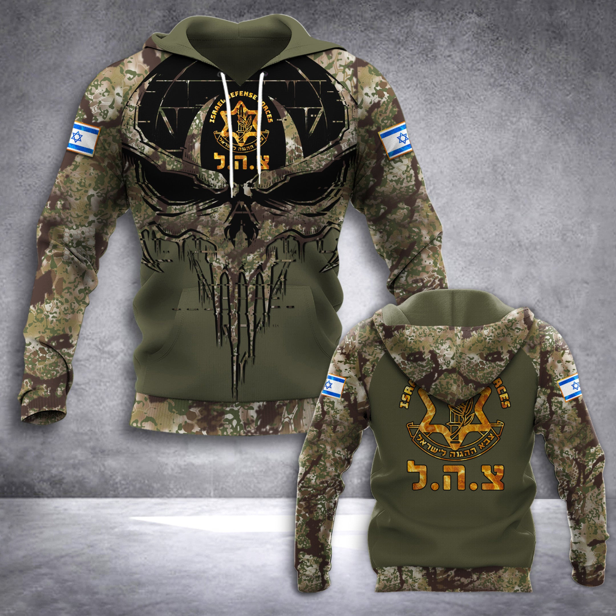 Israel Defense Forces Camo Hoodie Skull IDF Israel Flag Support Clothing Israel Defense Forces Camo Hoodie Skull IDF Israel Flag Support Clothing