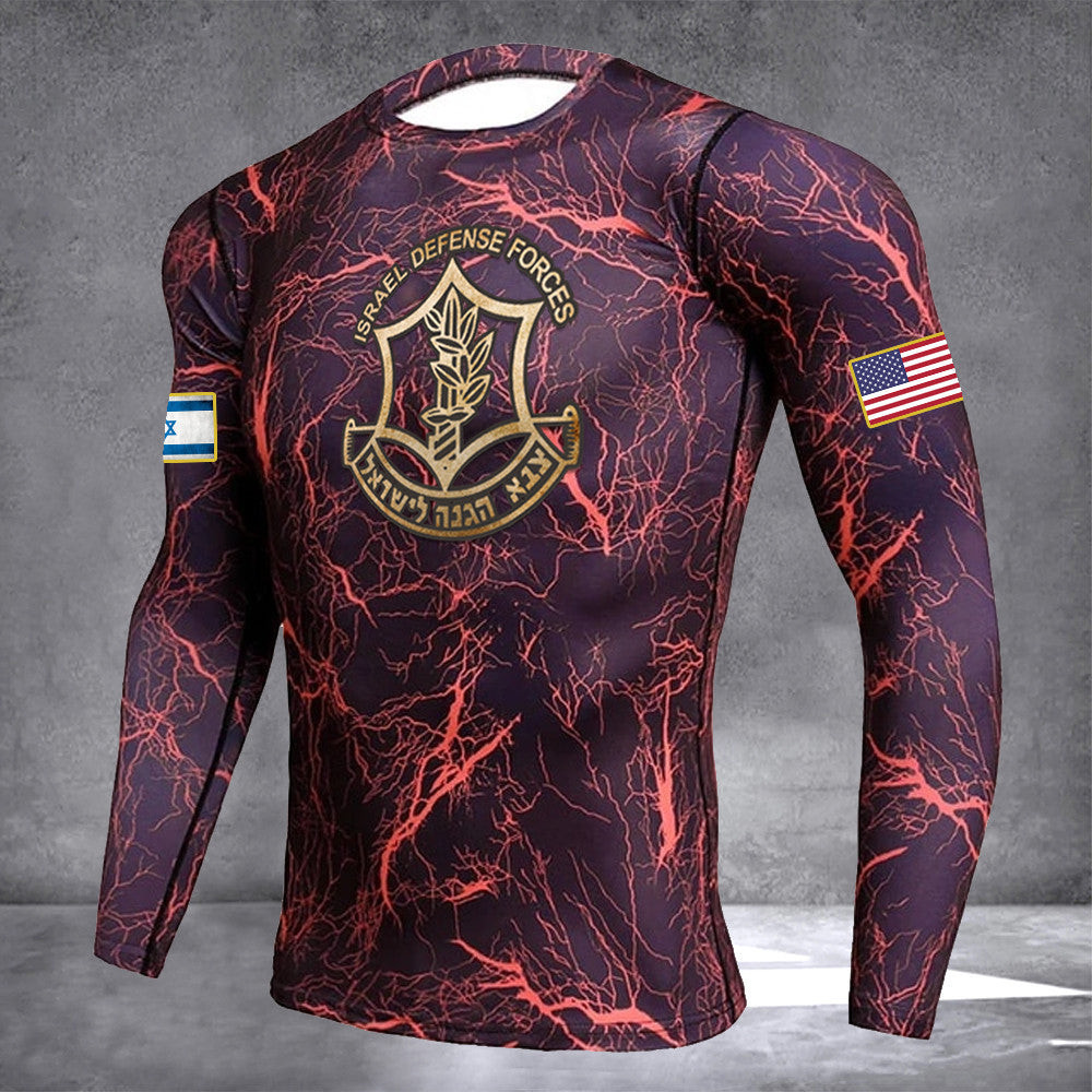 Israel Defense Forces Camo Rash Guard American I Stand With Israel Sportswear IDF Clothing Israel Defense Forces Camo Rash Guard American I Stand With Israel Sportswear IDF Clothing