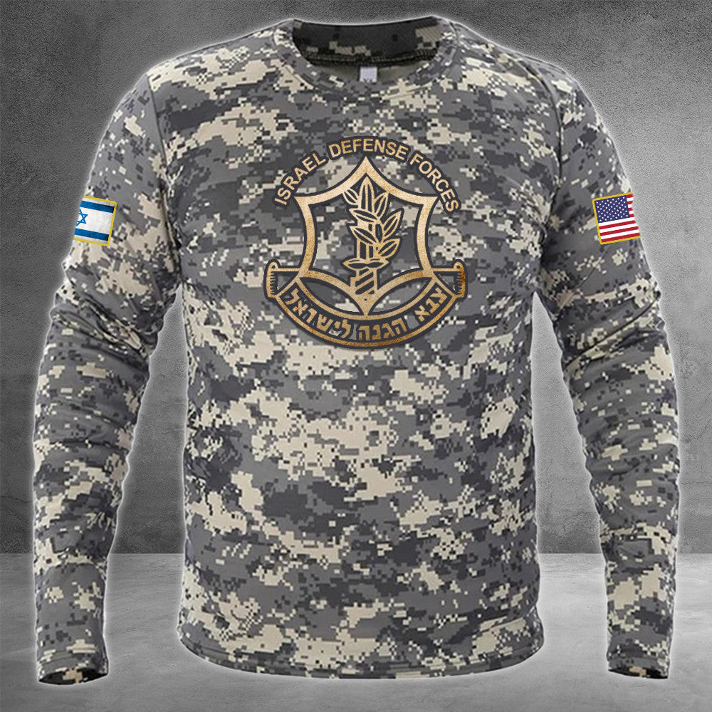 Israel Defense Forces Camo Rash Guard USA Support Israel Sportswear IDF Apperal Israel Defense Forces Camo Rash Guard USA Support Israel Sportswear IDF Apperal