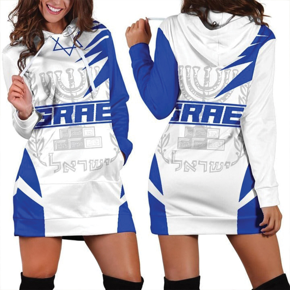 Israel Hoodie Dress Israel Coat Of Arms Apparel For Women Lady