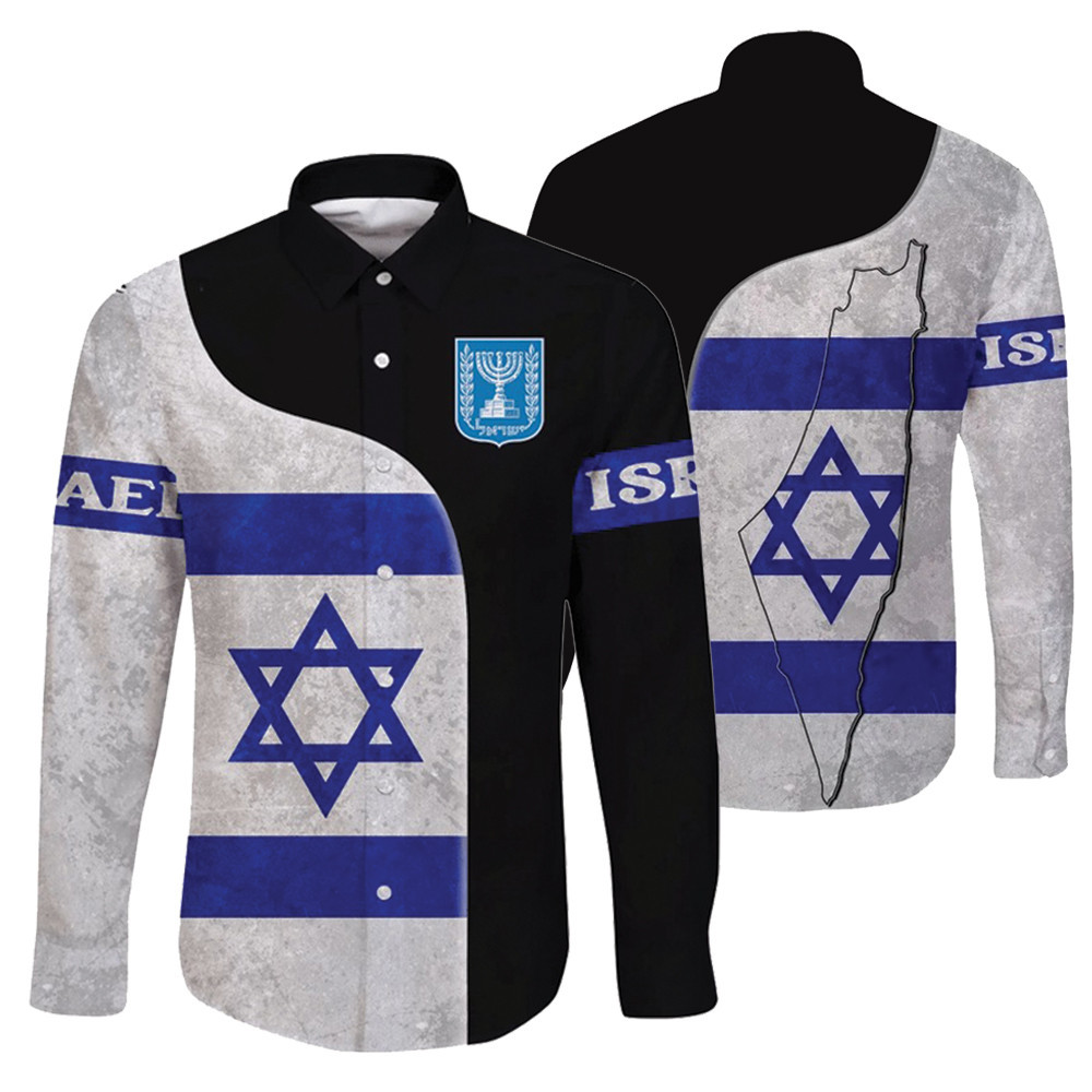 Israel Long Sleeve Button Shirt Israeli Flag Shirt Israel Coat Of Arms Clothing Gifts For Jews Israel Long Sleeve Button Shirt Israeli Flag Shirt Israel Coat Of Arms Clothing Gifts For Jews